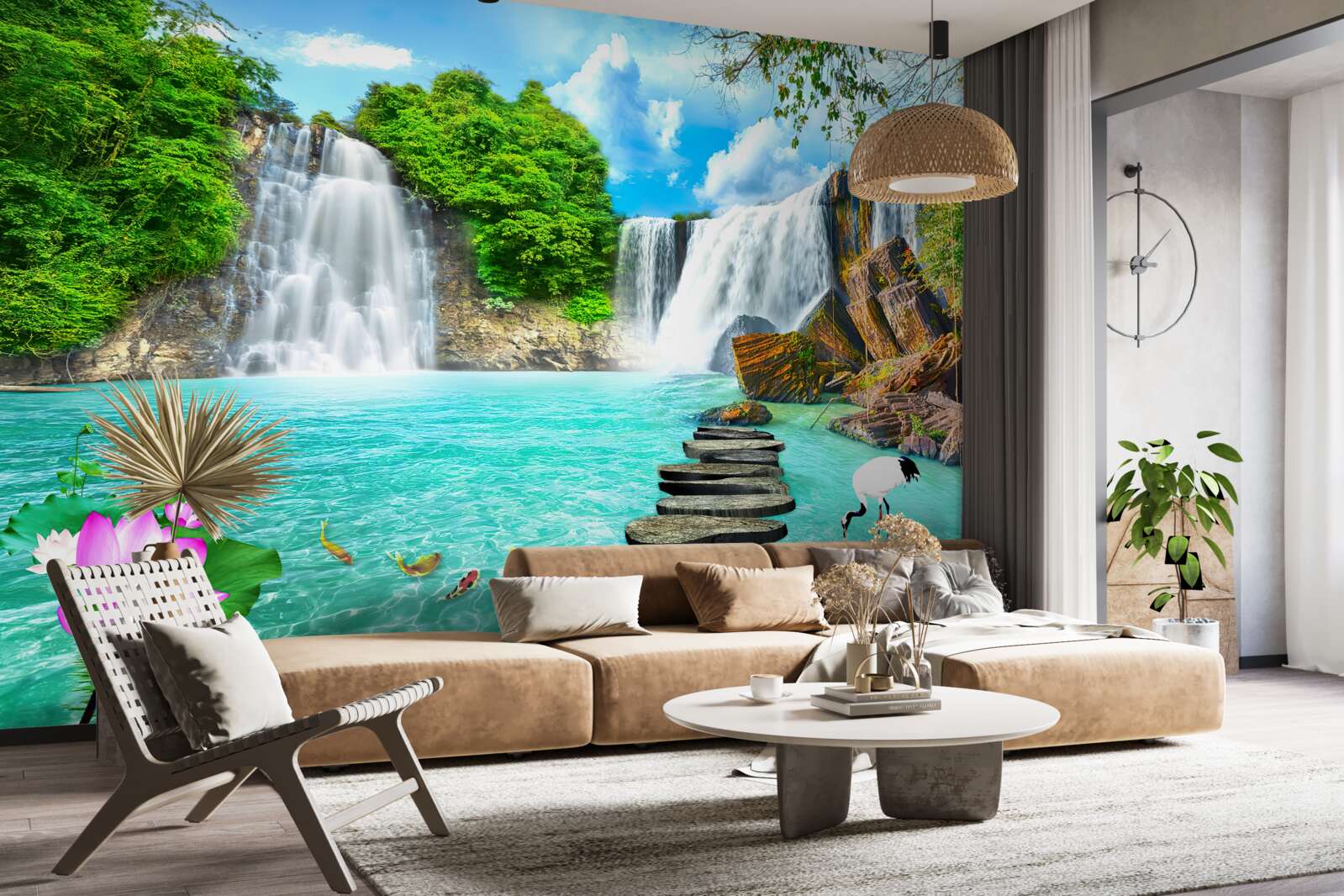 Fototapet pădure cascadă