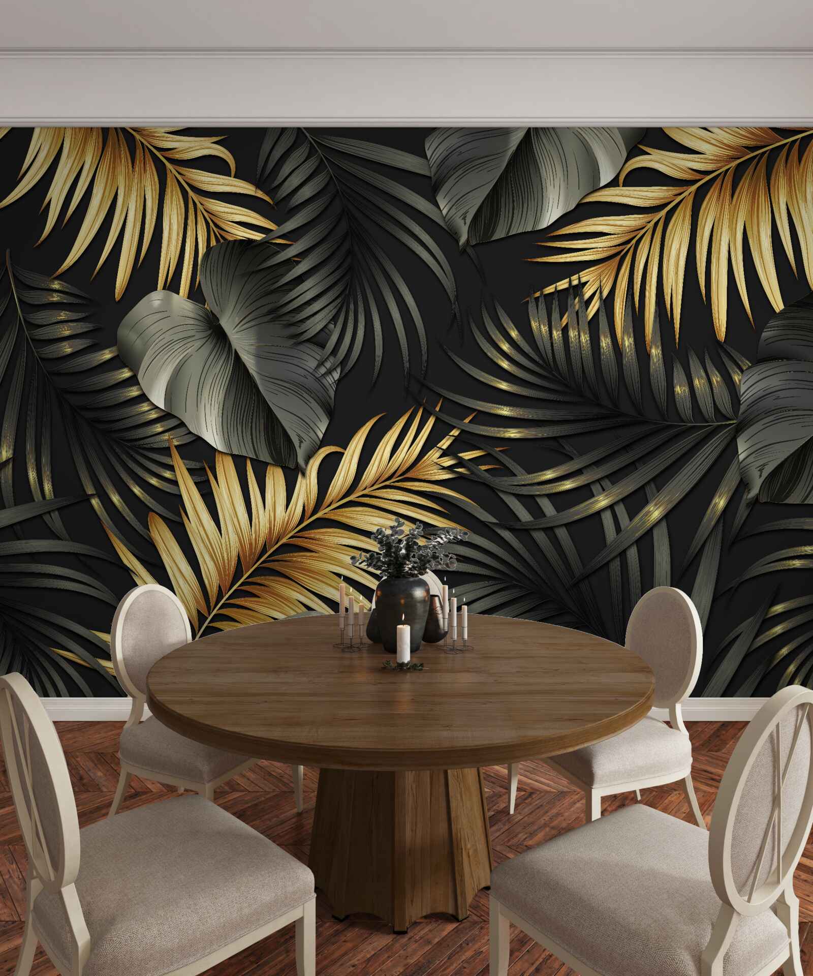 Fototapet ramuri presărate cu frunze verzi