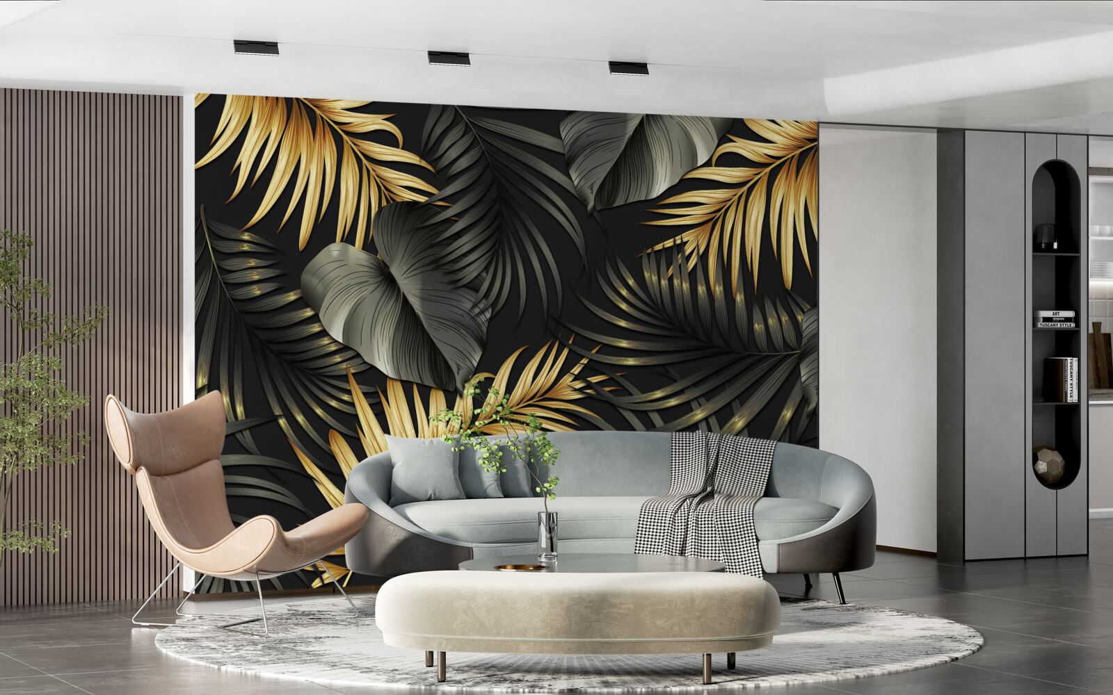 Fototapet ramuri presărate cu frunze verzi