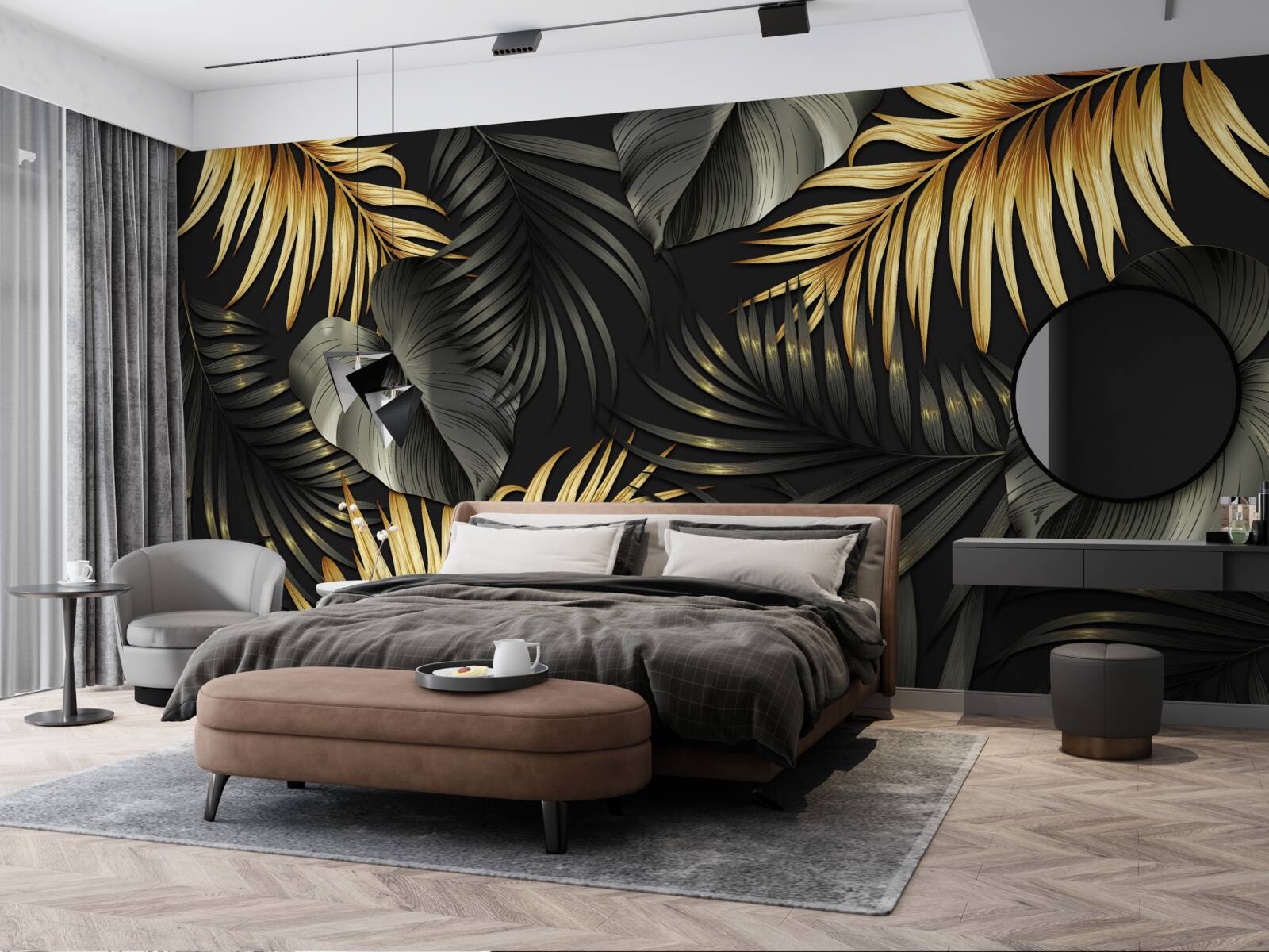 Fototapet ramuri presărate cu frunze verzi