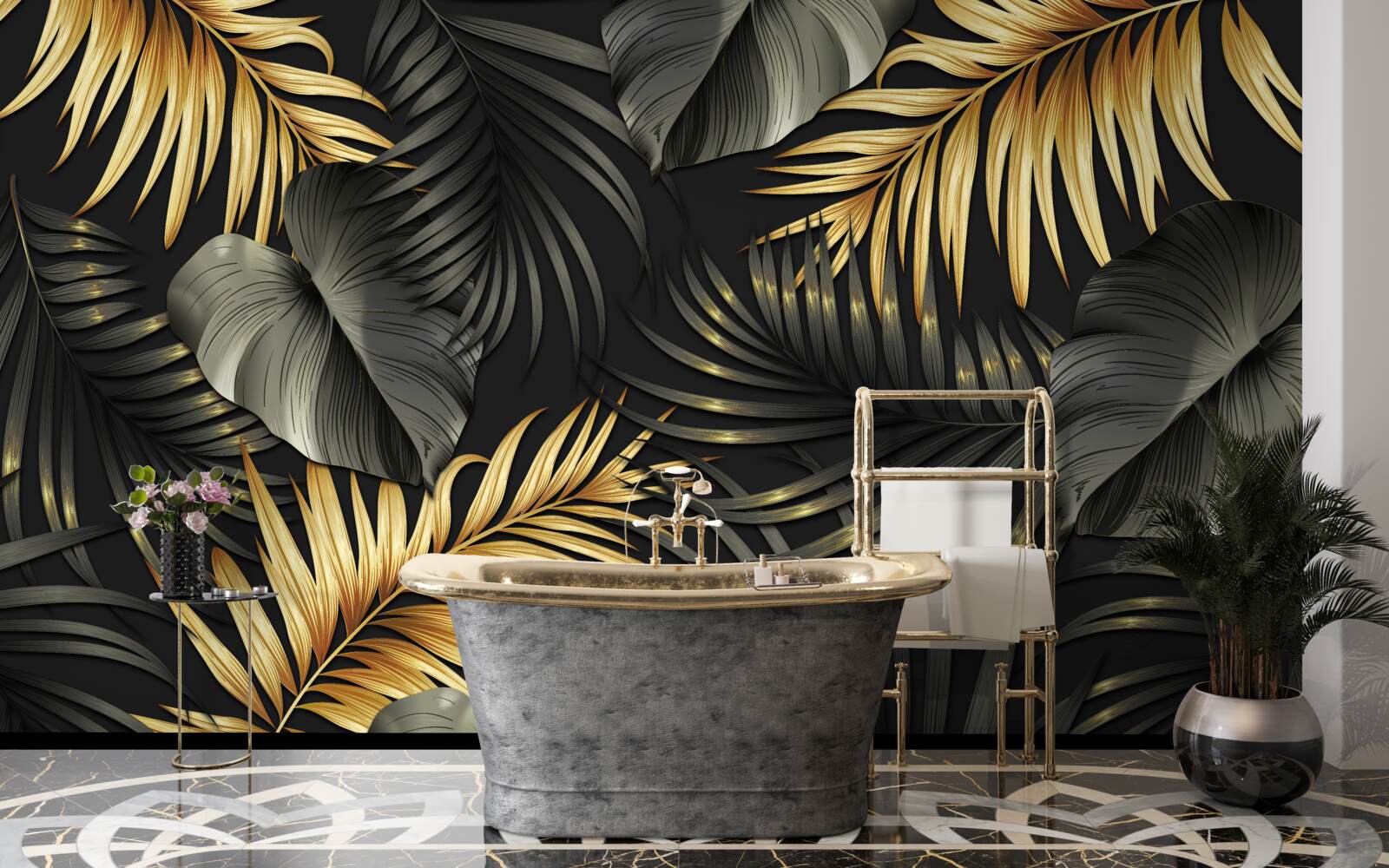 Fototapet ramuri presărate cu frunze verzi