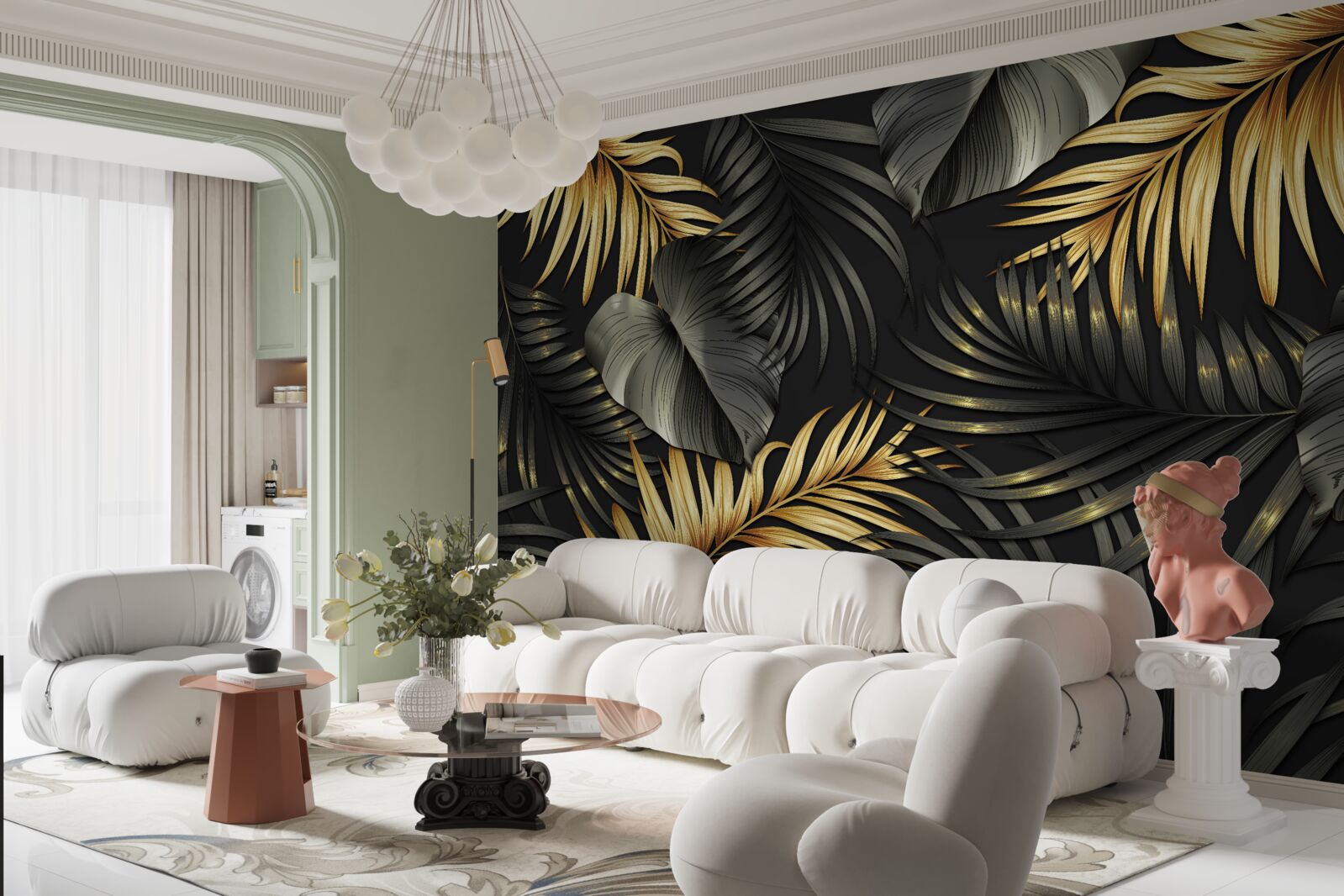 Fototapet ramuri presărate cu frunze verzi