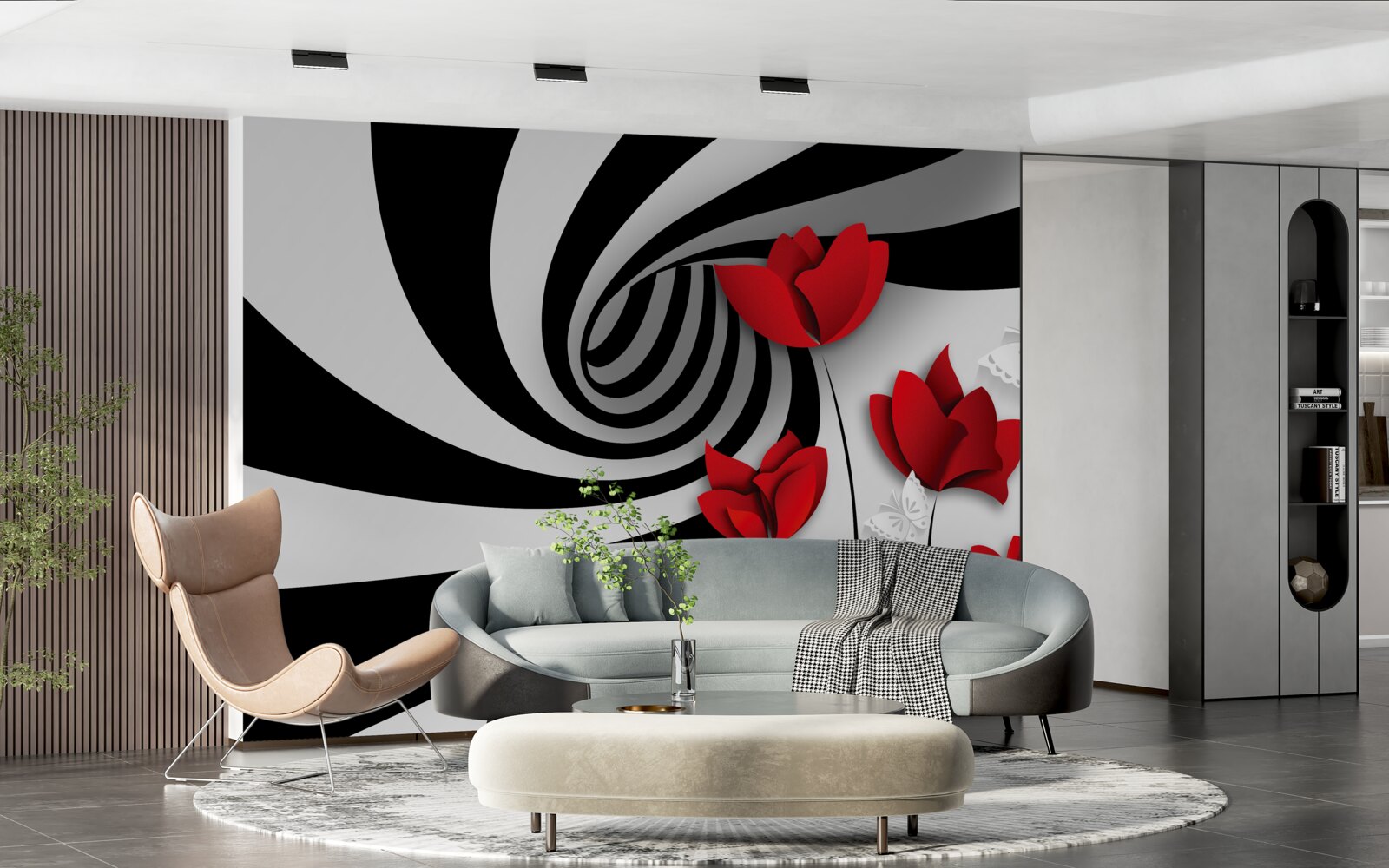 Fototapet tunel și muguri cărămiziu