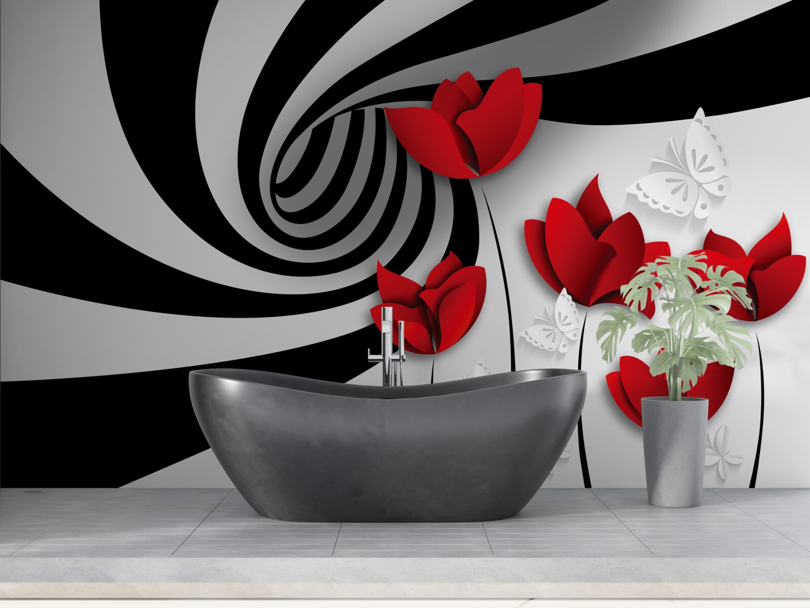 Fototapet tunel și muguri cărămiziu