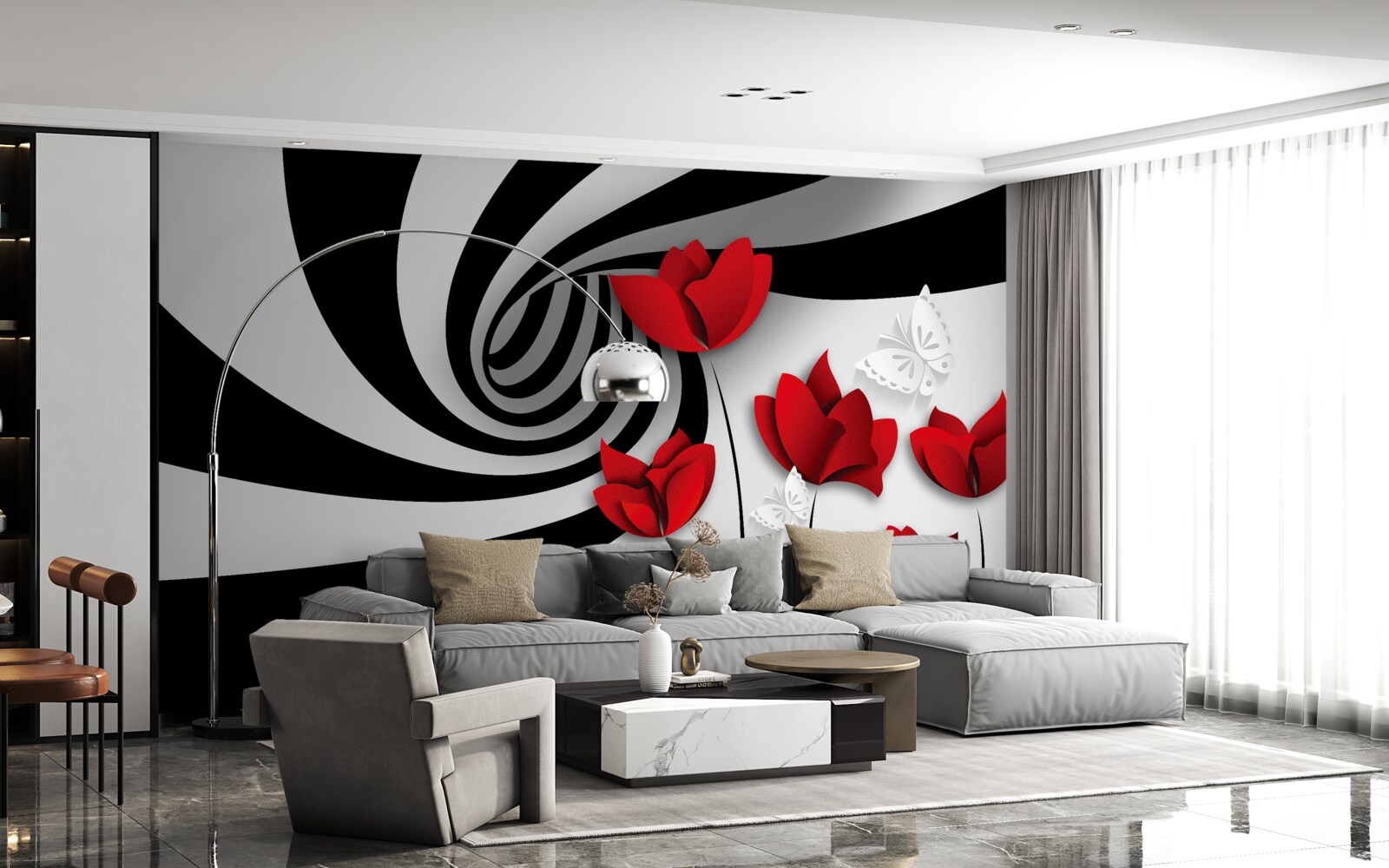 Fototapet tunel și muguri cărămiziu