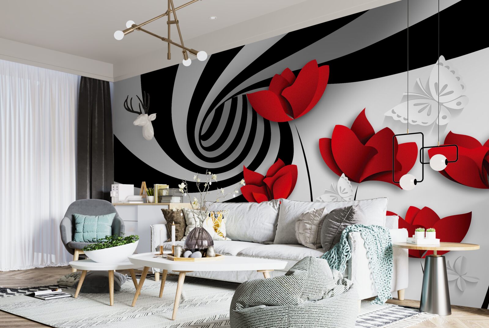 Fototapet tunel și muguri cărămiziu