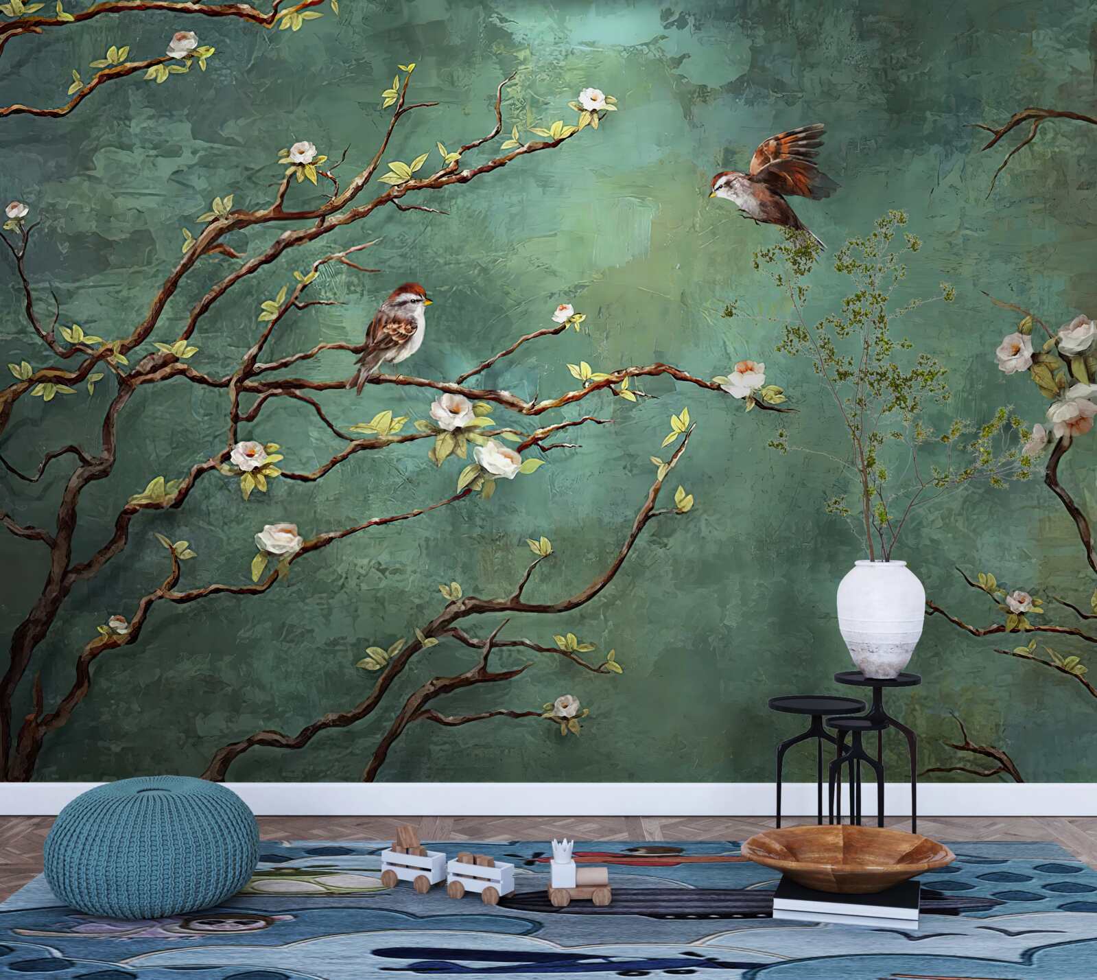 Fototapet ramurile sunt presărate cu păsări