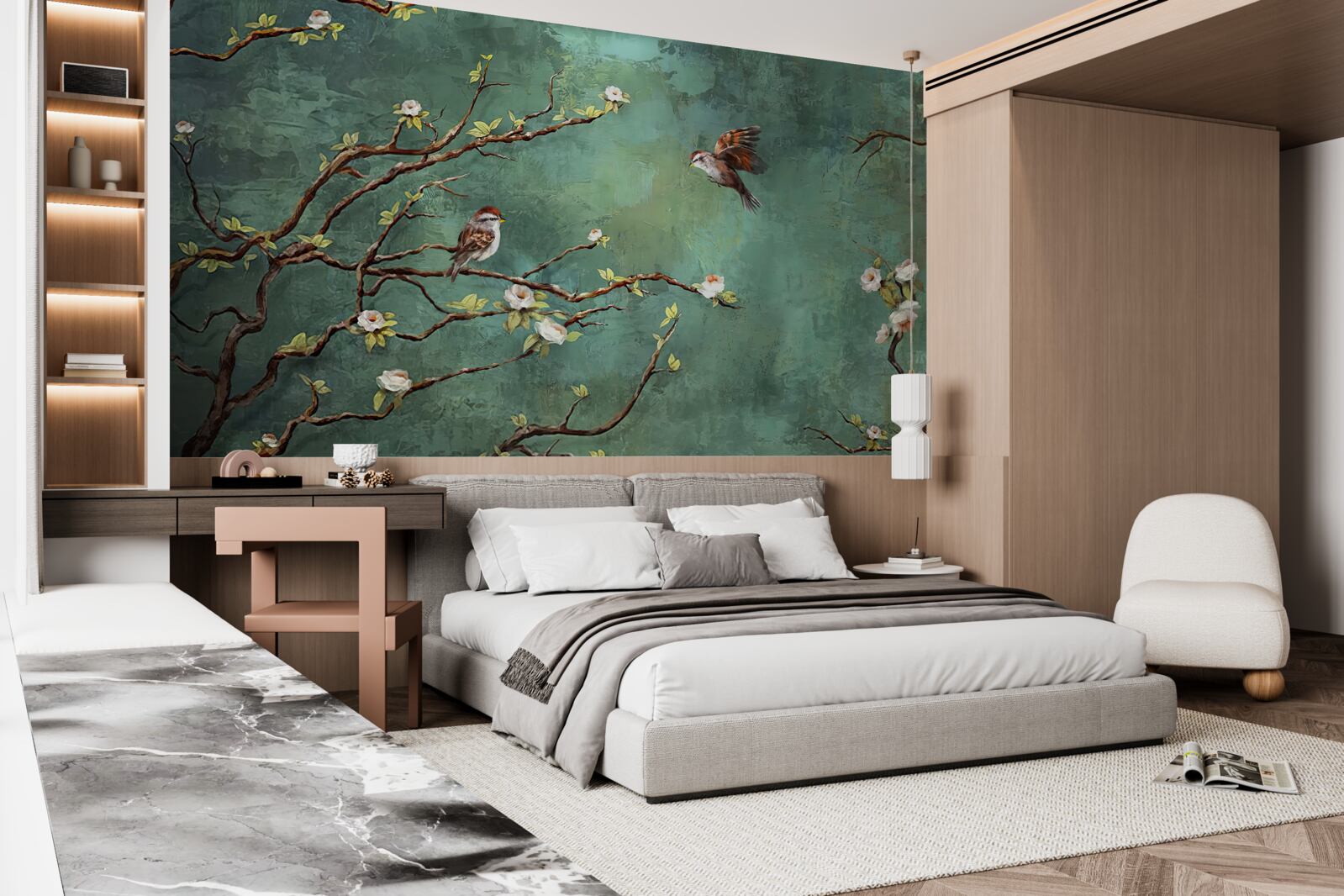 Fototapet ramurile sunt presărate cu păsări