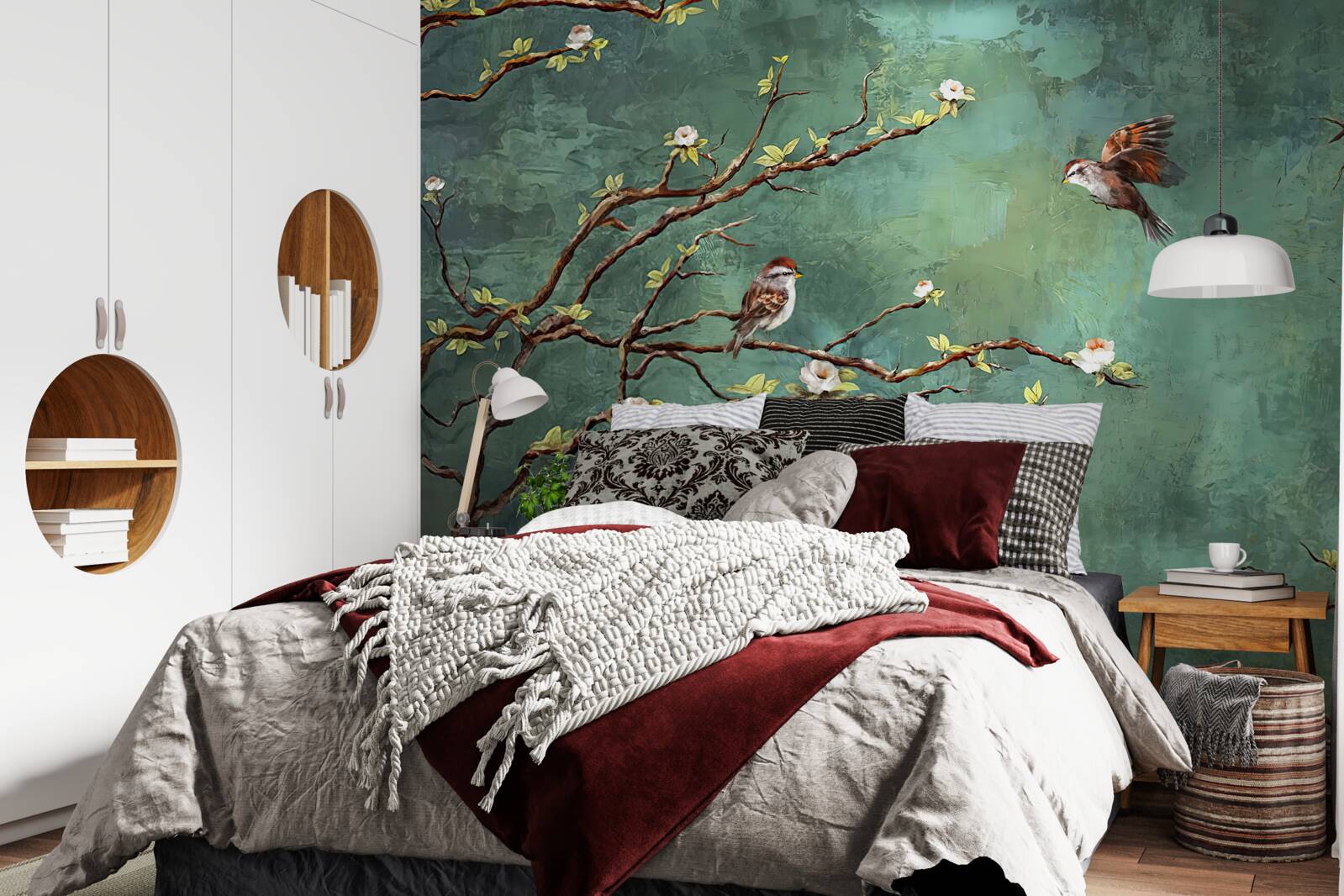 Fototapet ramurile sunt presărate cu păsări