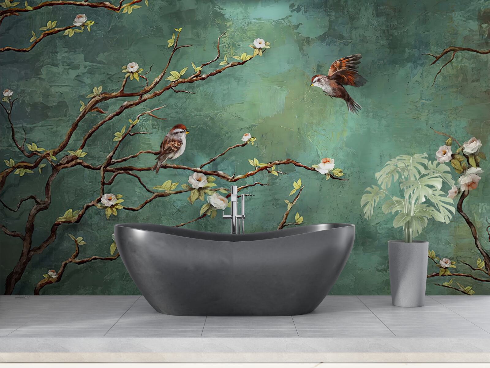 Fototapet ramurile sunt presărate cu păsări