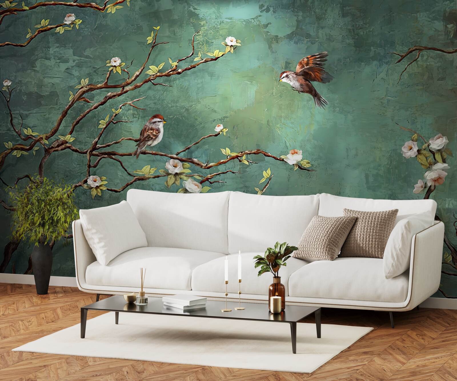 Fototapet ramurile sunt presărate cu păsări