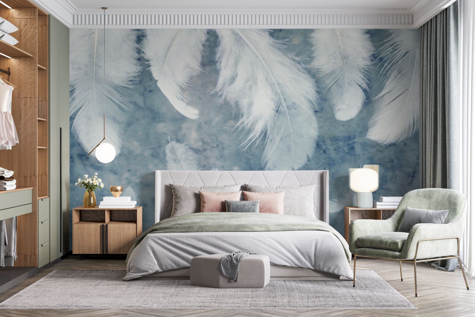 Fototapet fundalul albastru evidențiază stiloul