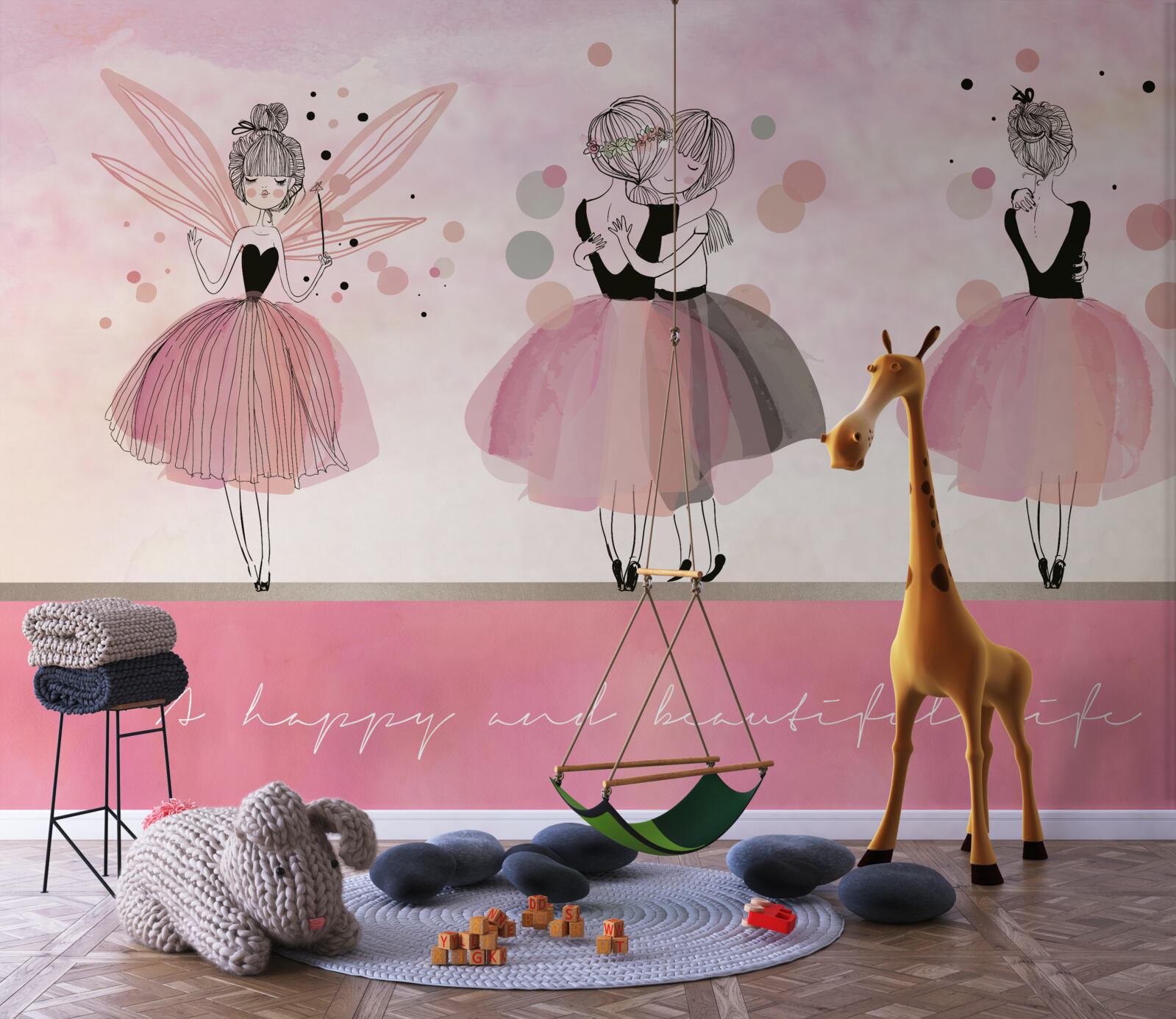 Fototapet rochie și haine roz