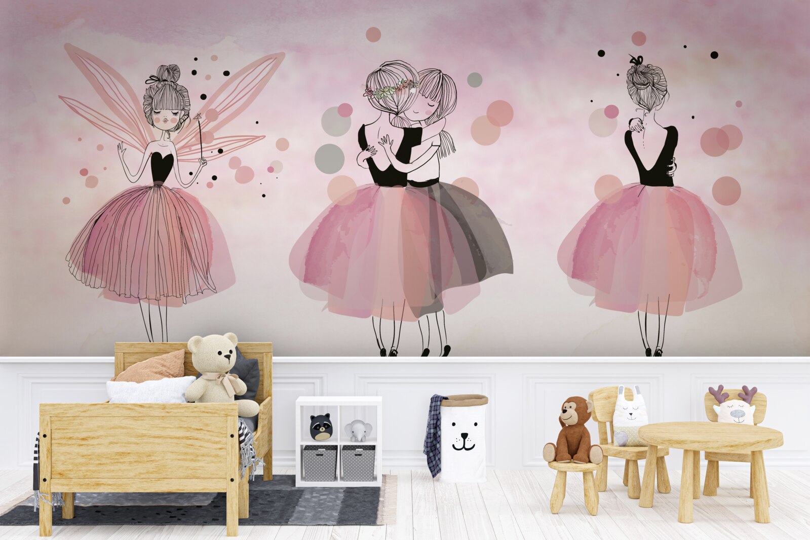 Fototapet rochie și haine roz