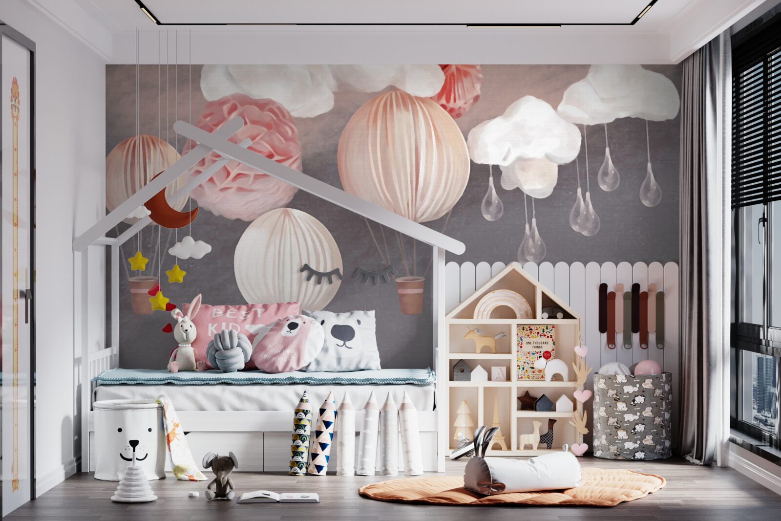 Fototapet bile în coșuri roz