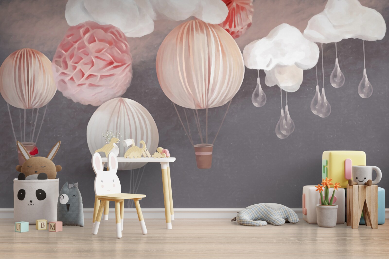 Fototapet bile în coșuri roz