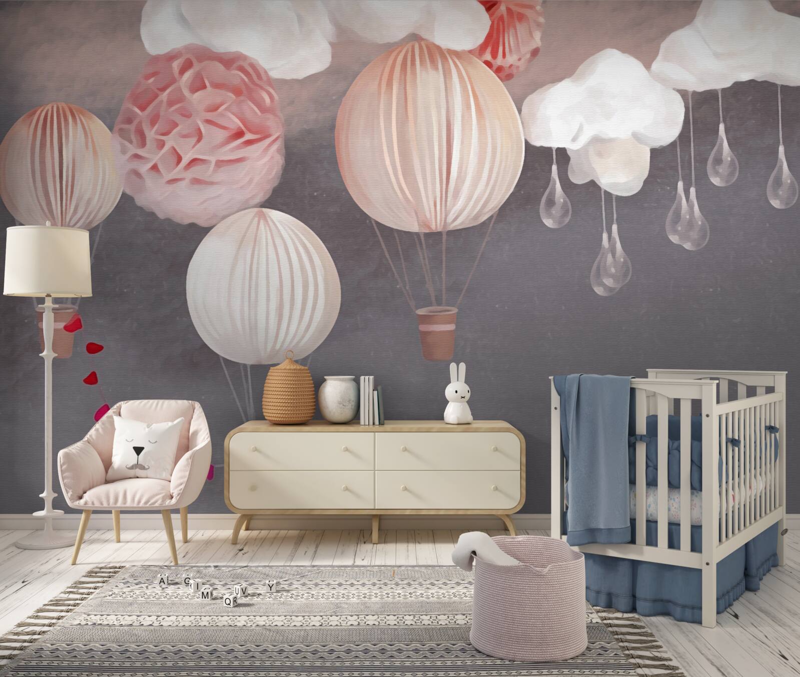 Fototapet bile în coșuri roz