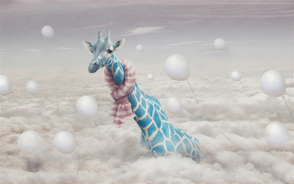 Fototapet girafă albastră