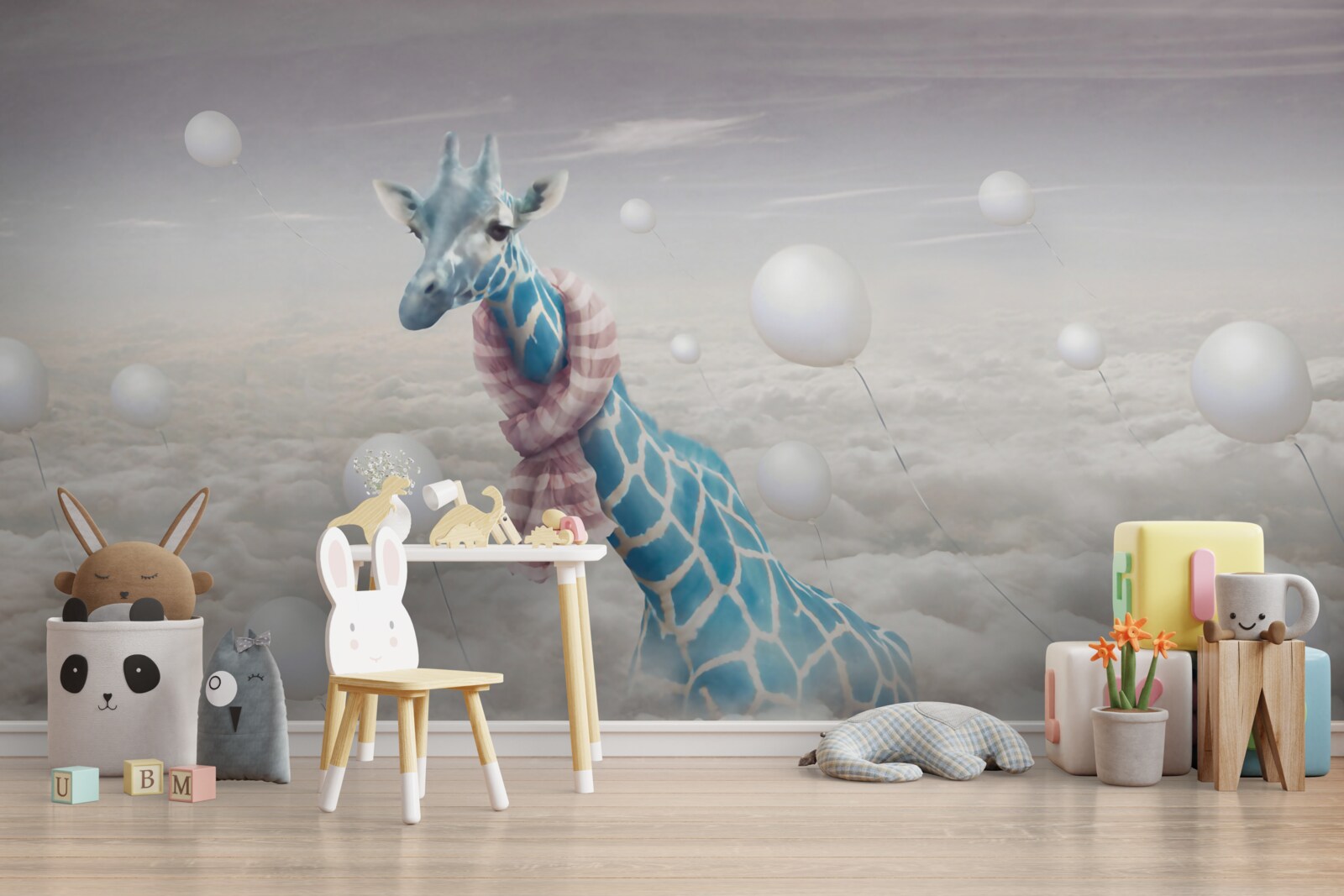 Fototapet girafă albastră