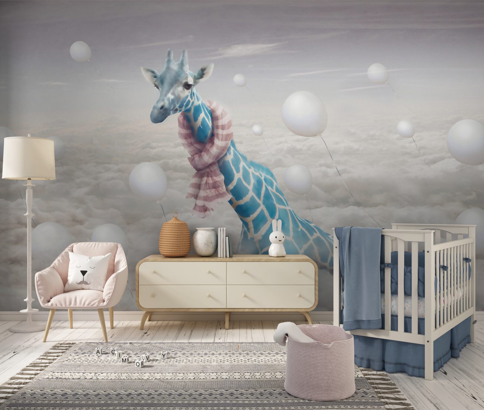 Fototapet girafă albastră