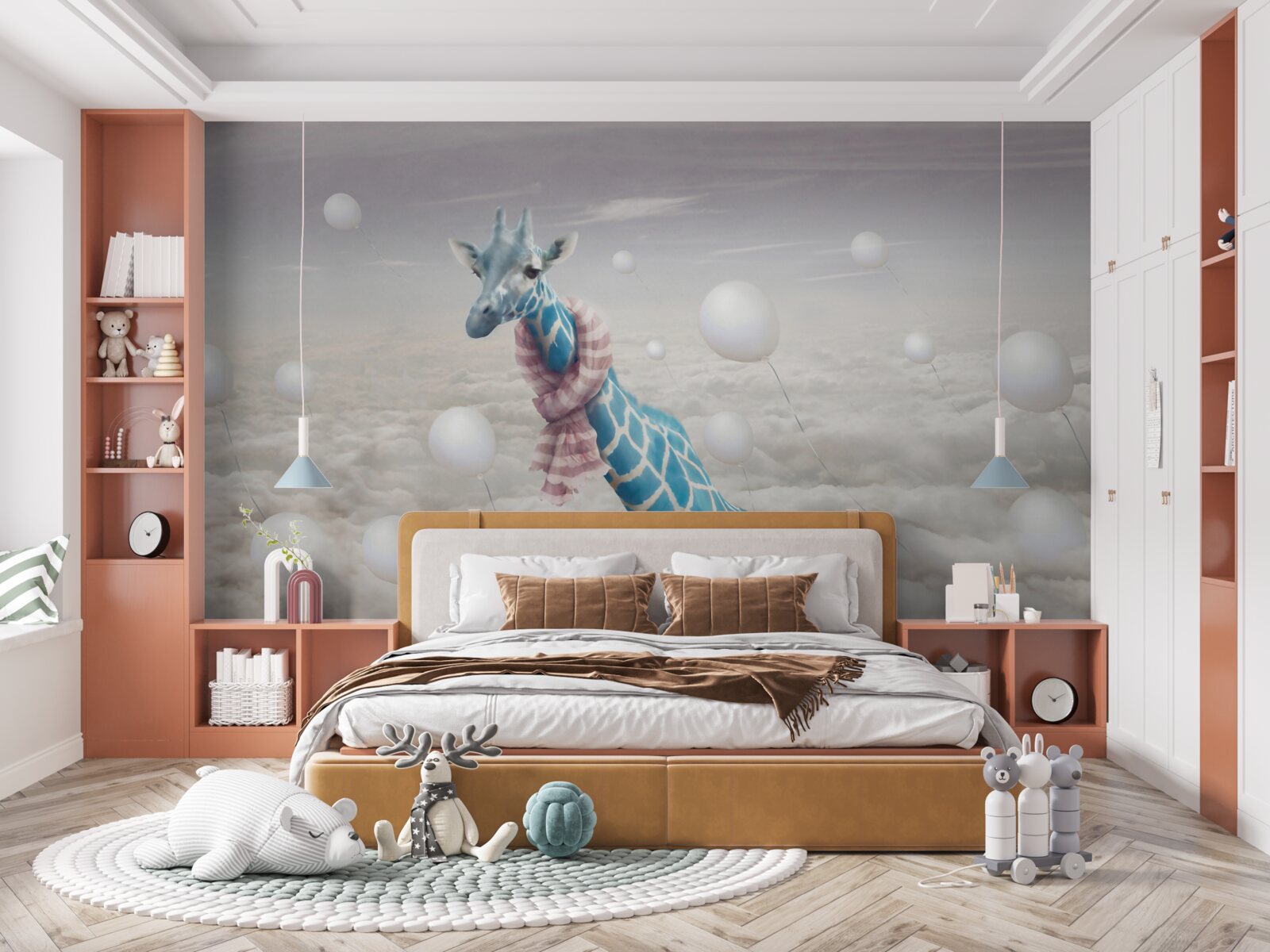 Fototapet girafă albastră