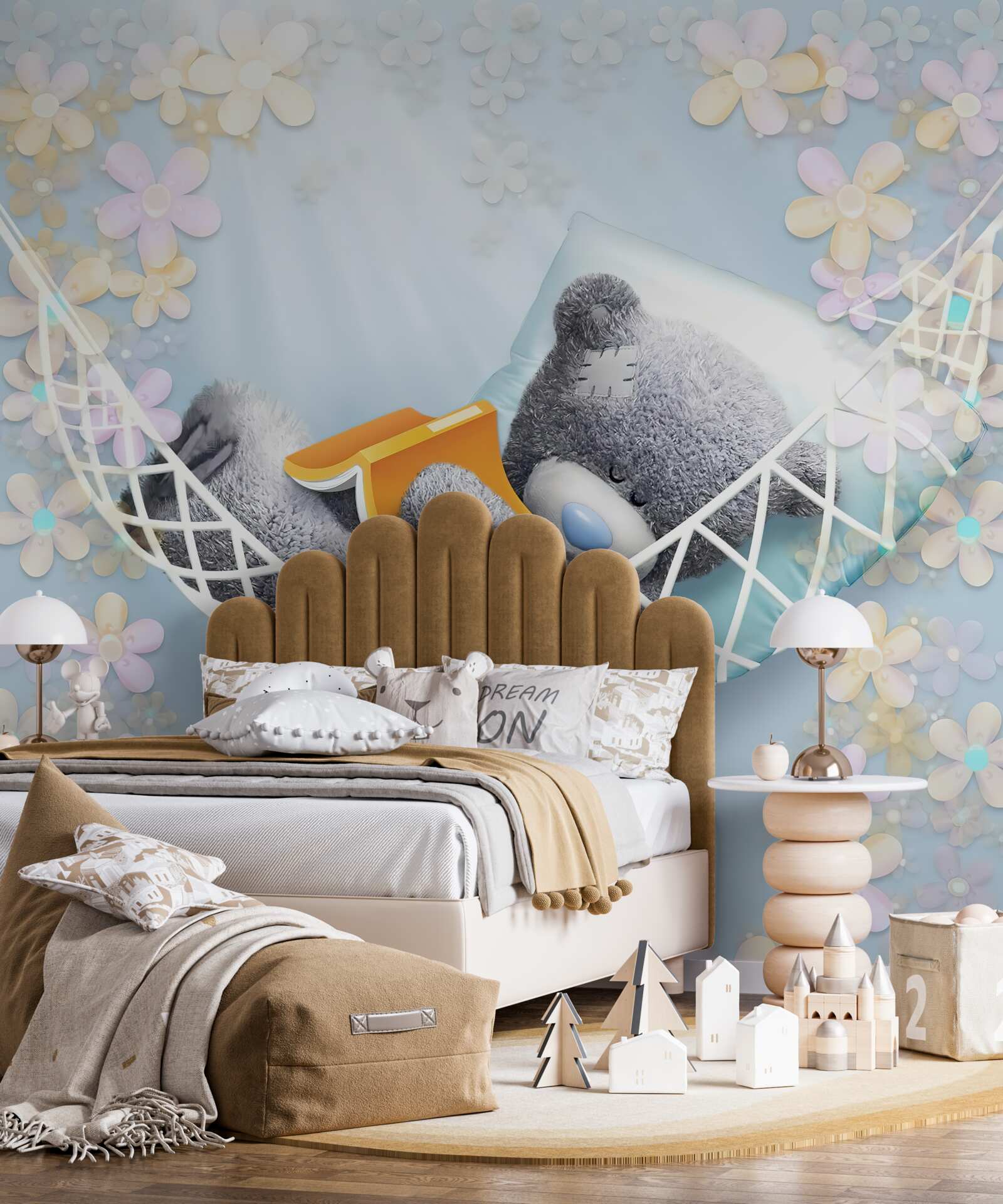 Fototapet ursuleț de pluș așezat într-un hamac