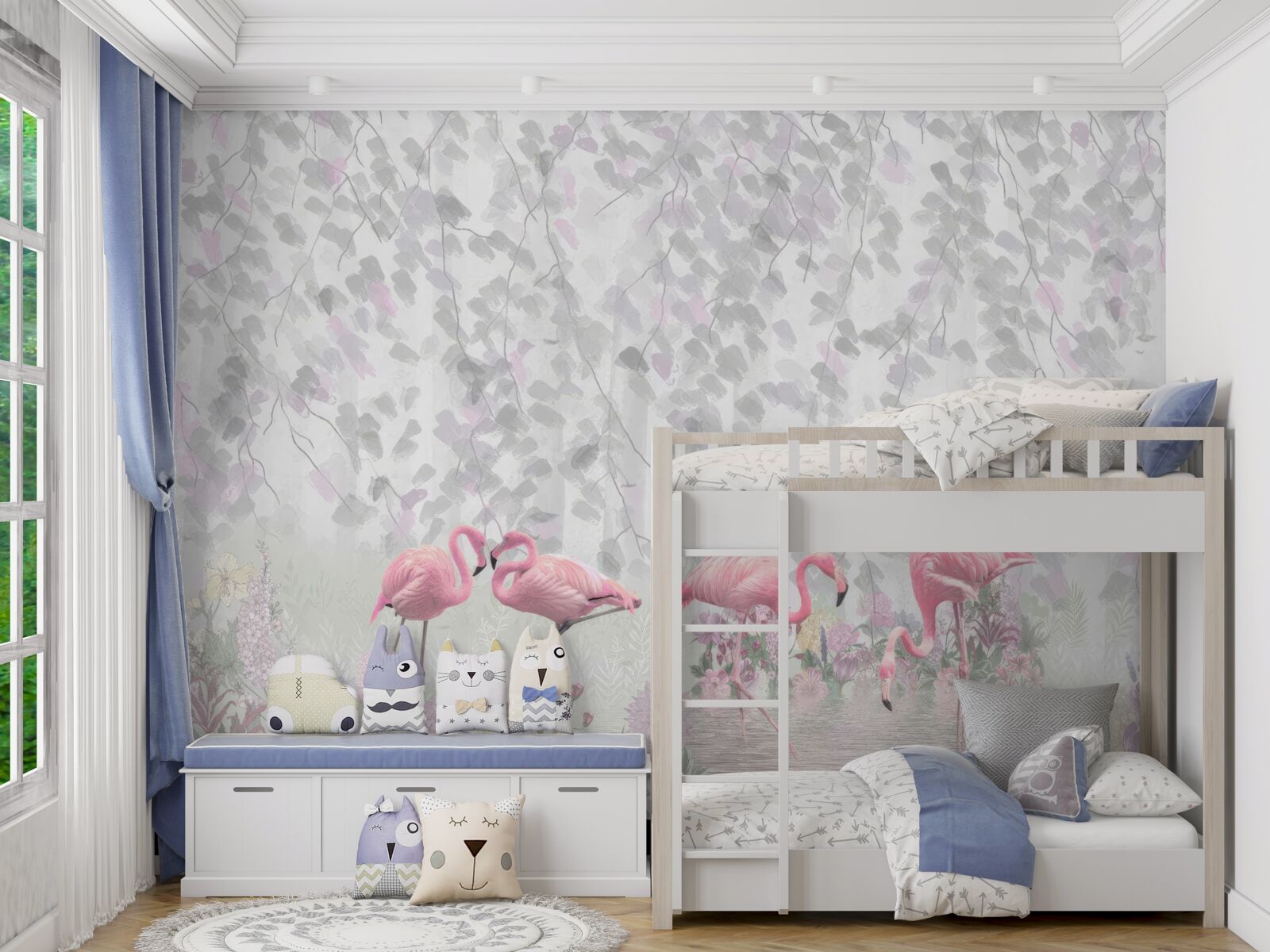 Fototapet flamingo roz