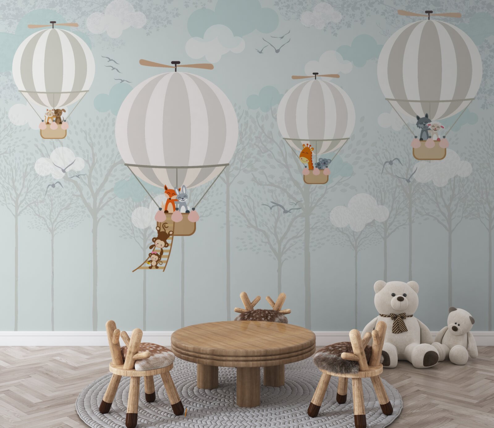 Fototapet linie de ilustrații referitoare la balonul cu aer cald