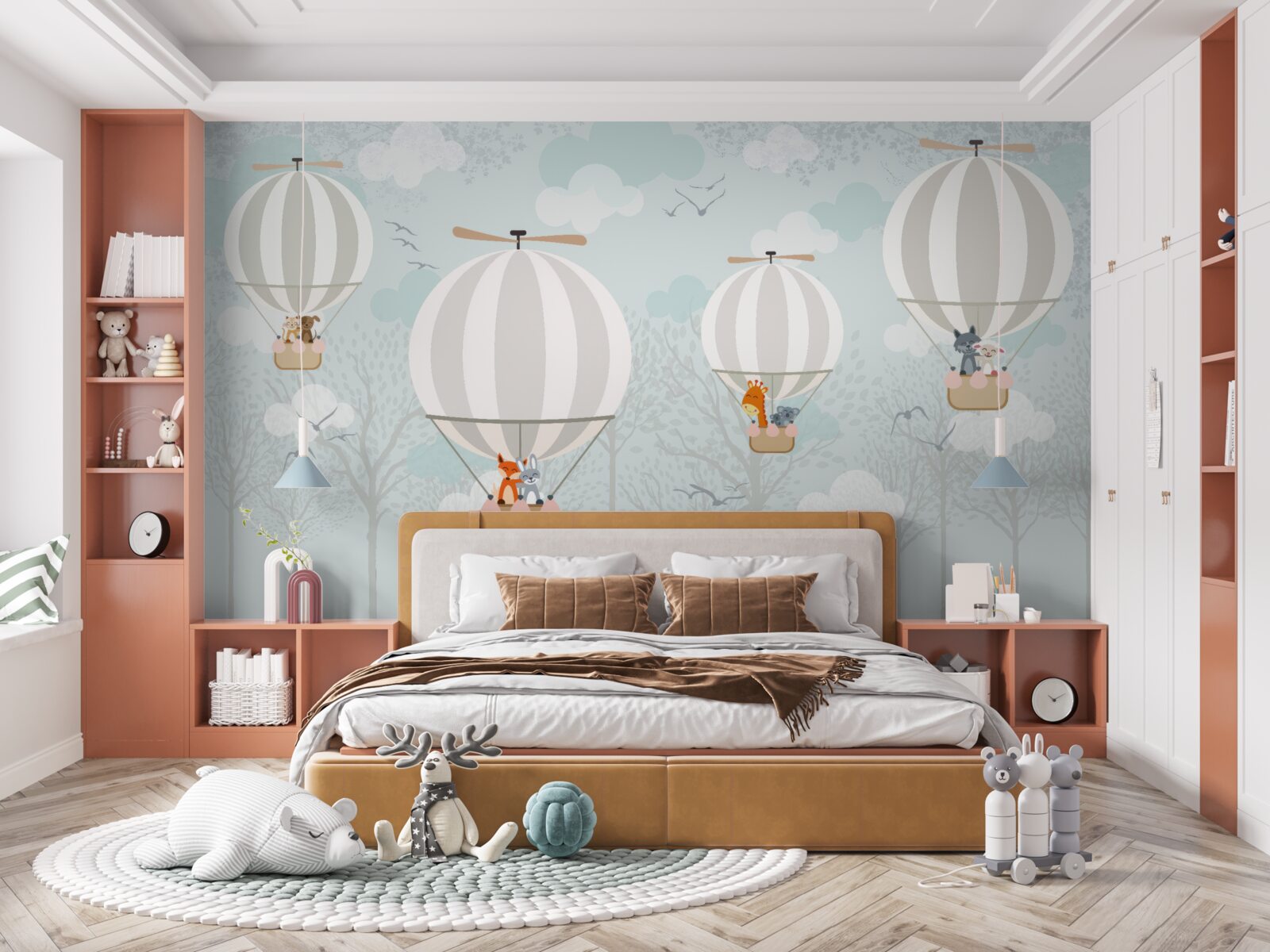 Fototapet linie de ilustrații referitoare la balonul cu aer cald