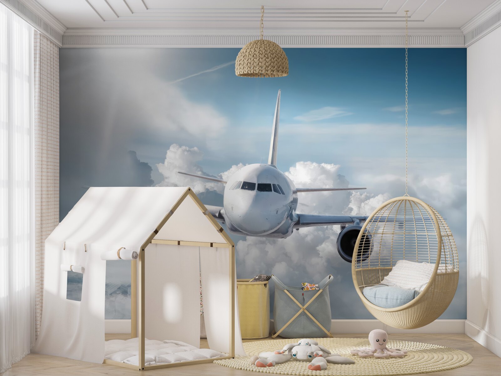 Fototapet aeronave de pasageri, transport aerian și tehnologie aeronautică