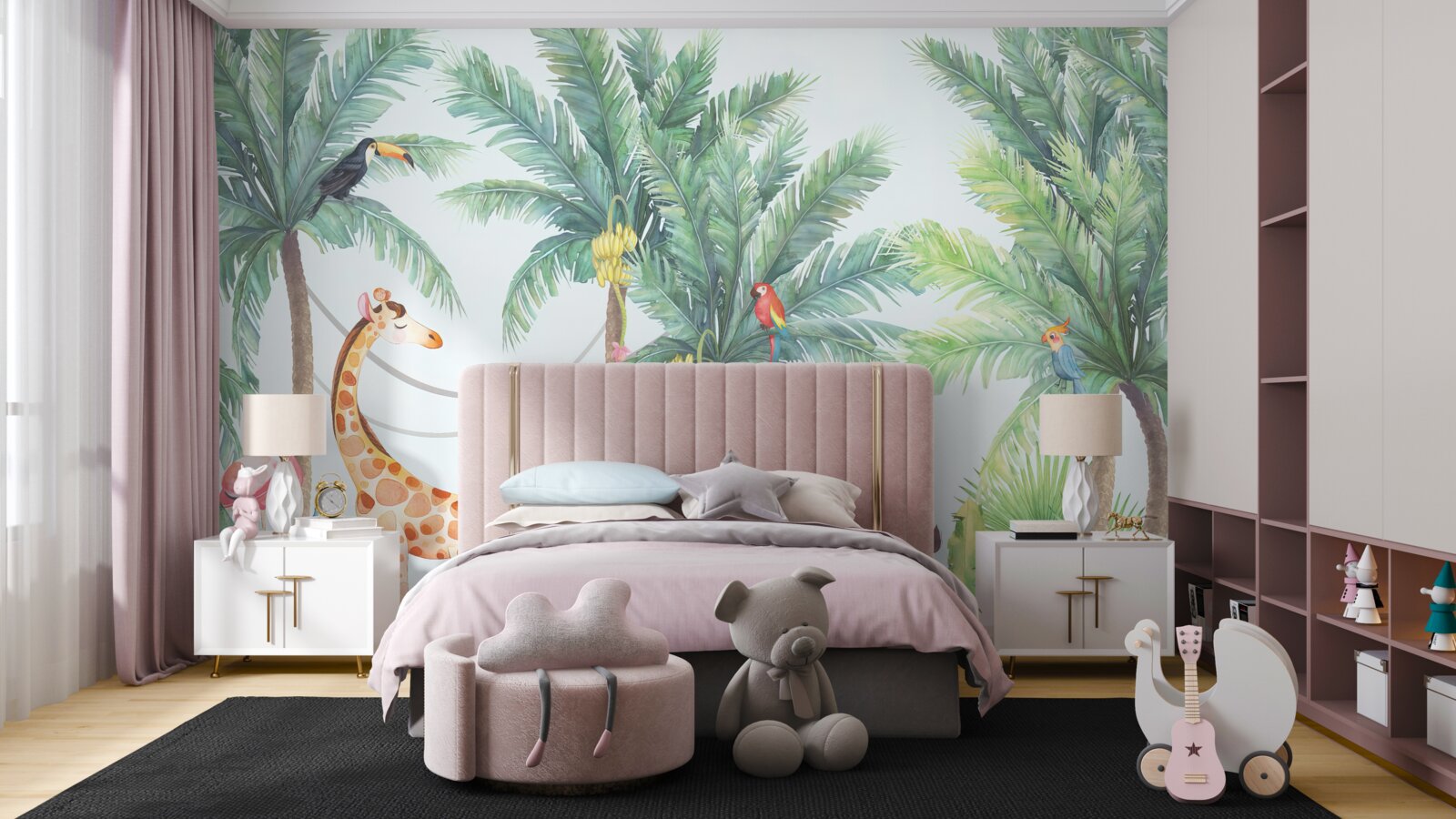 Fototapet tapet și girafe, cu excepția unei girafe