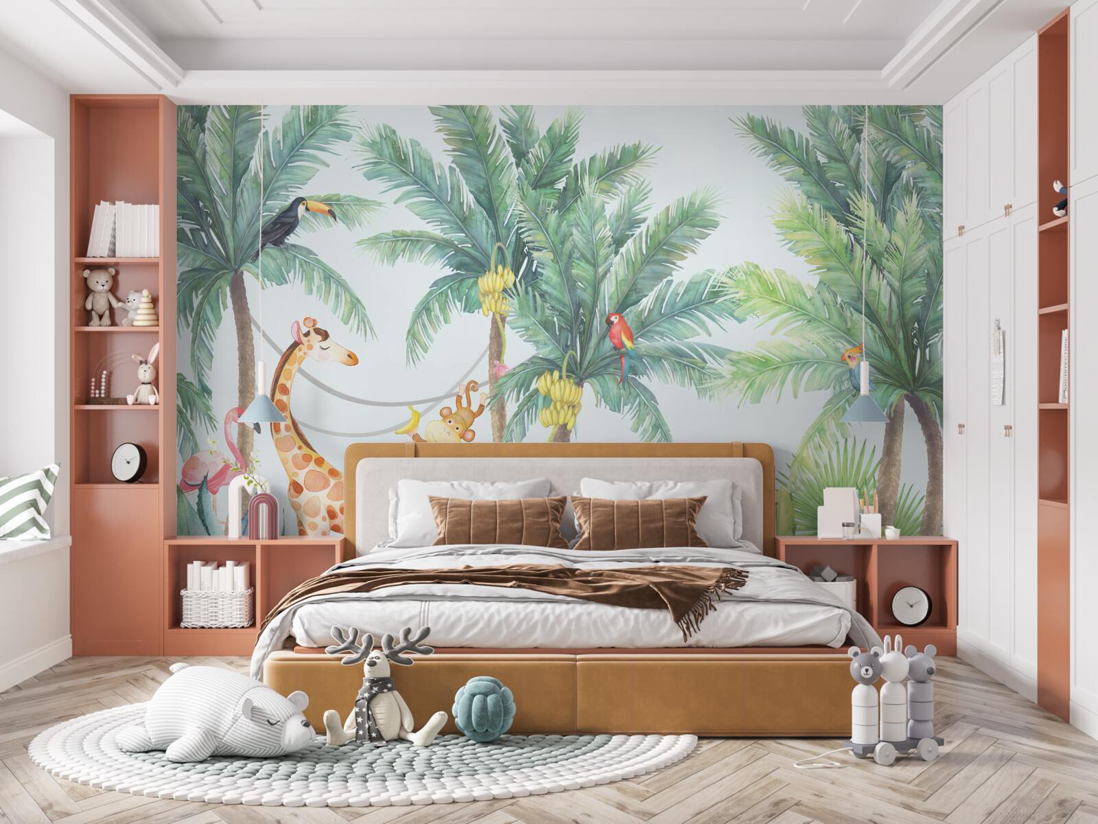 Fototapet tapet și girafe, cu excepția unei girafe