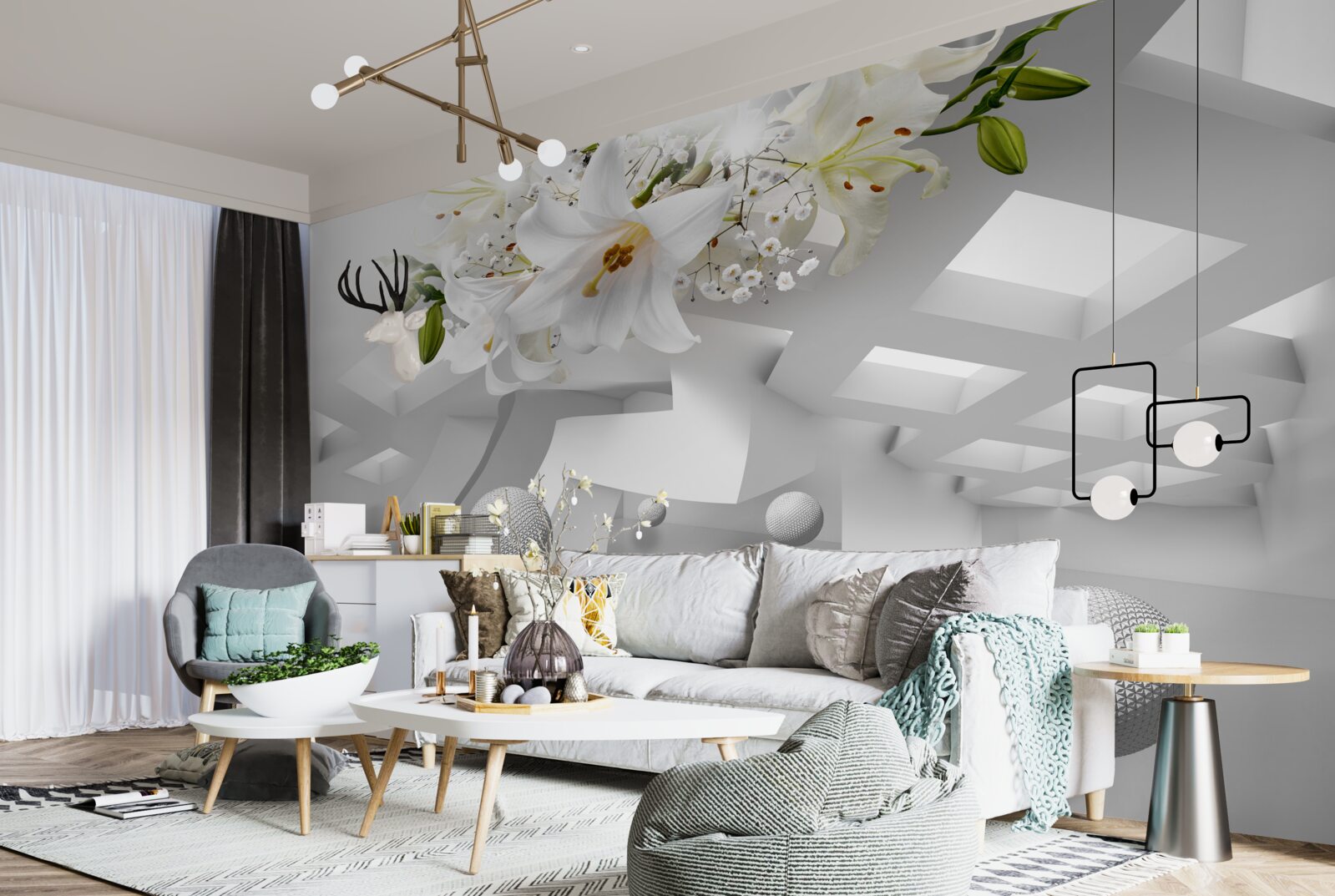 Fototapet baloane de crin în spațiu