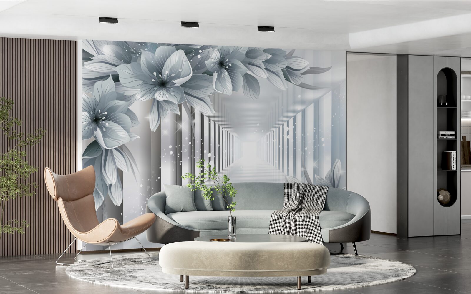 Fototapet tunel fără sfârșit și plante colorate