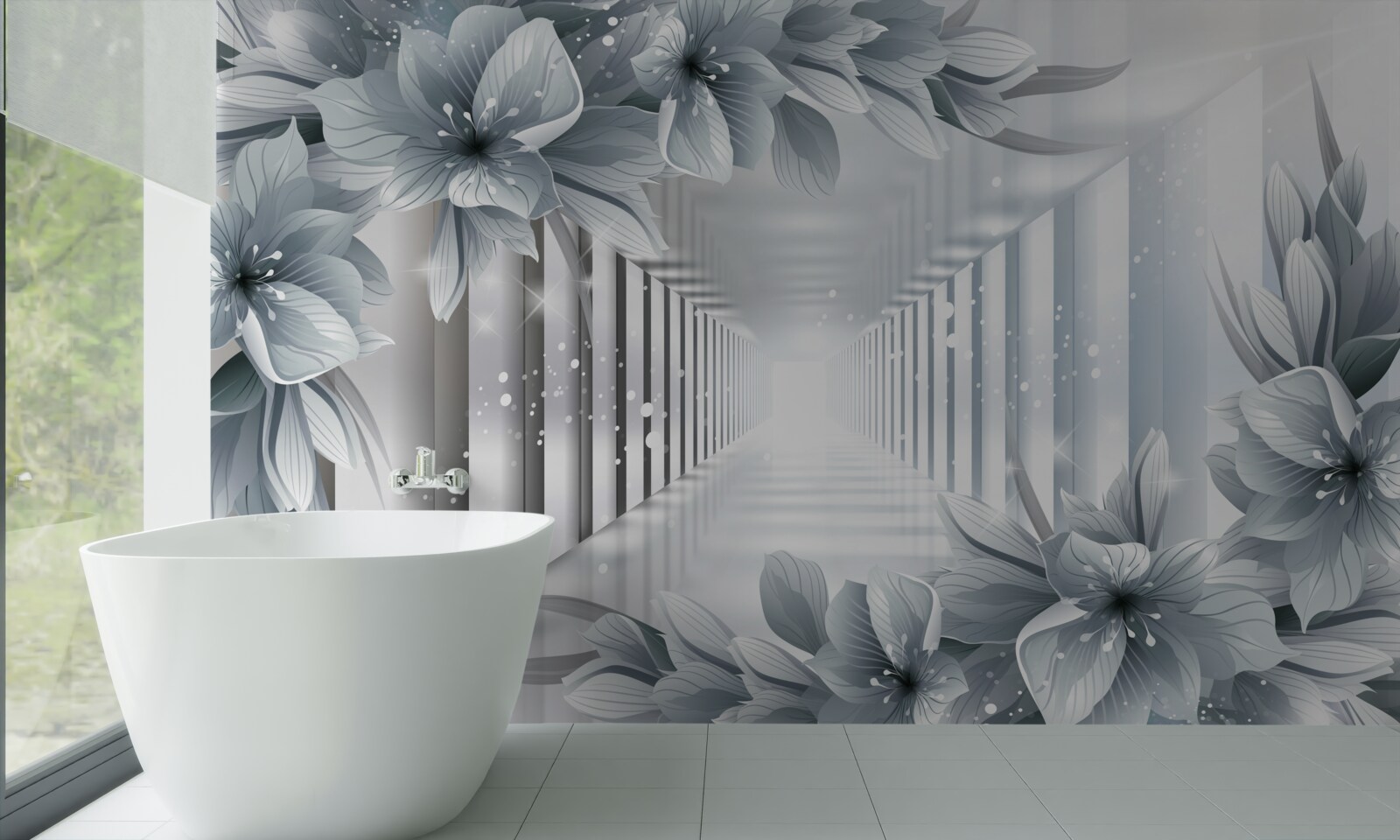 Fototapet tunel fără sfârșit și plante colorate