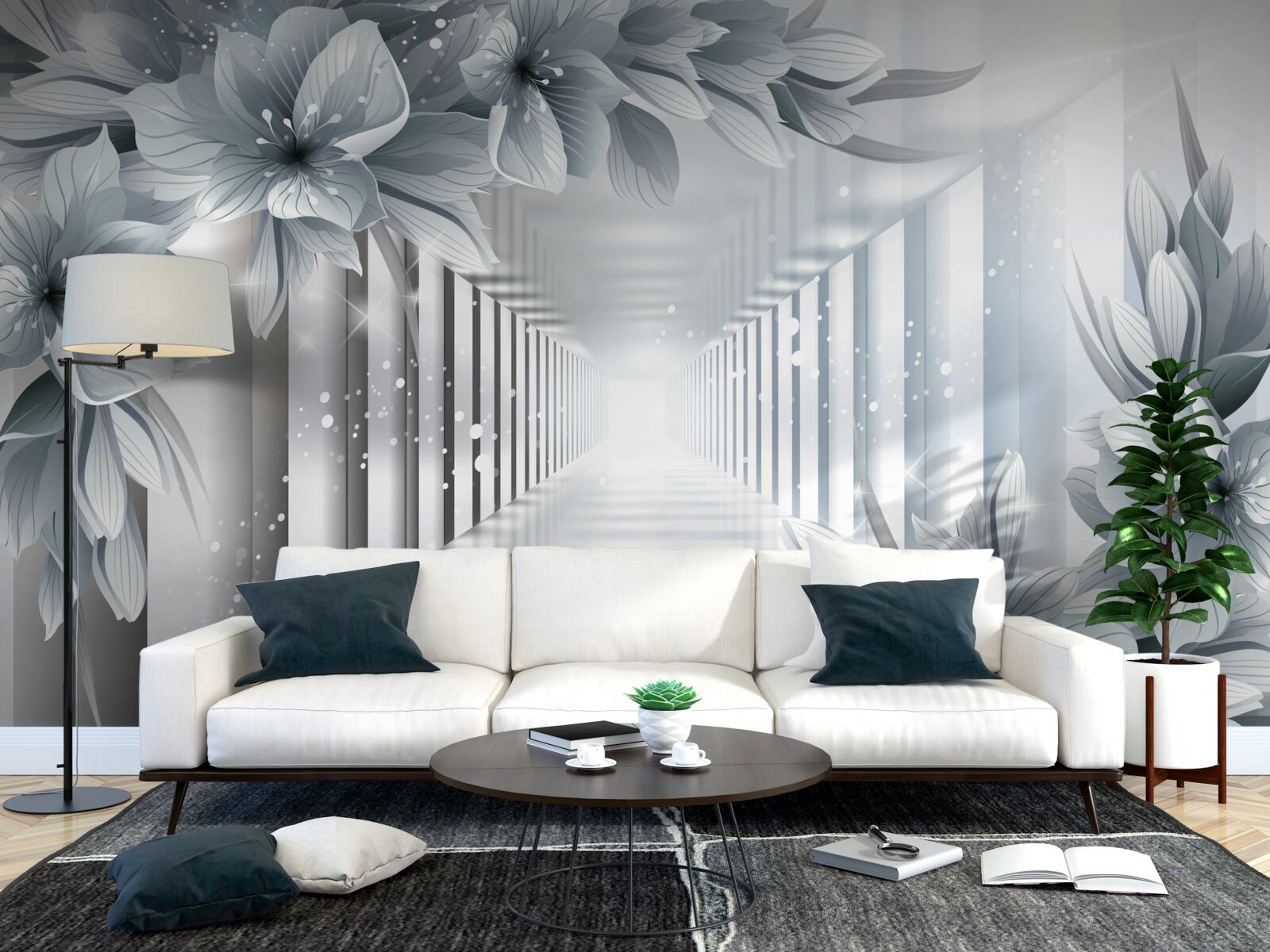 Fototapet tunel fără sfârșit și plante colorate