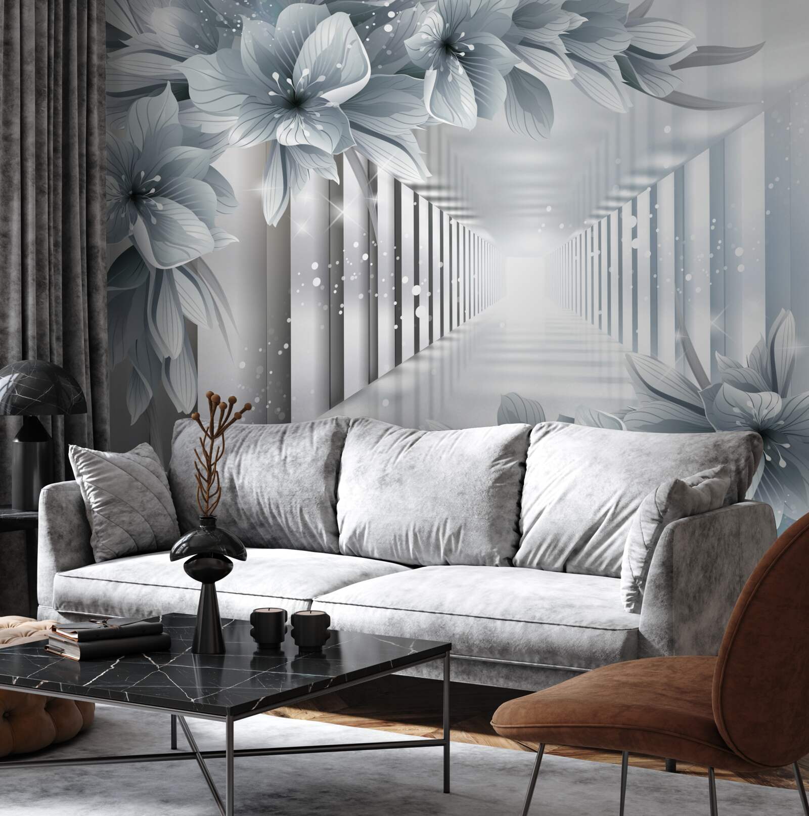 Fototapet tunel fără sfârșit și plante colorate