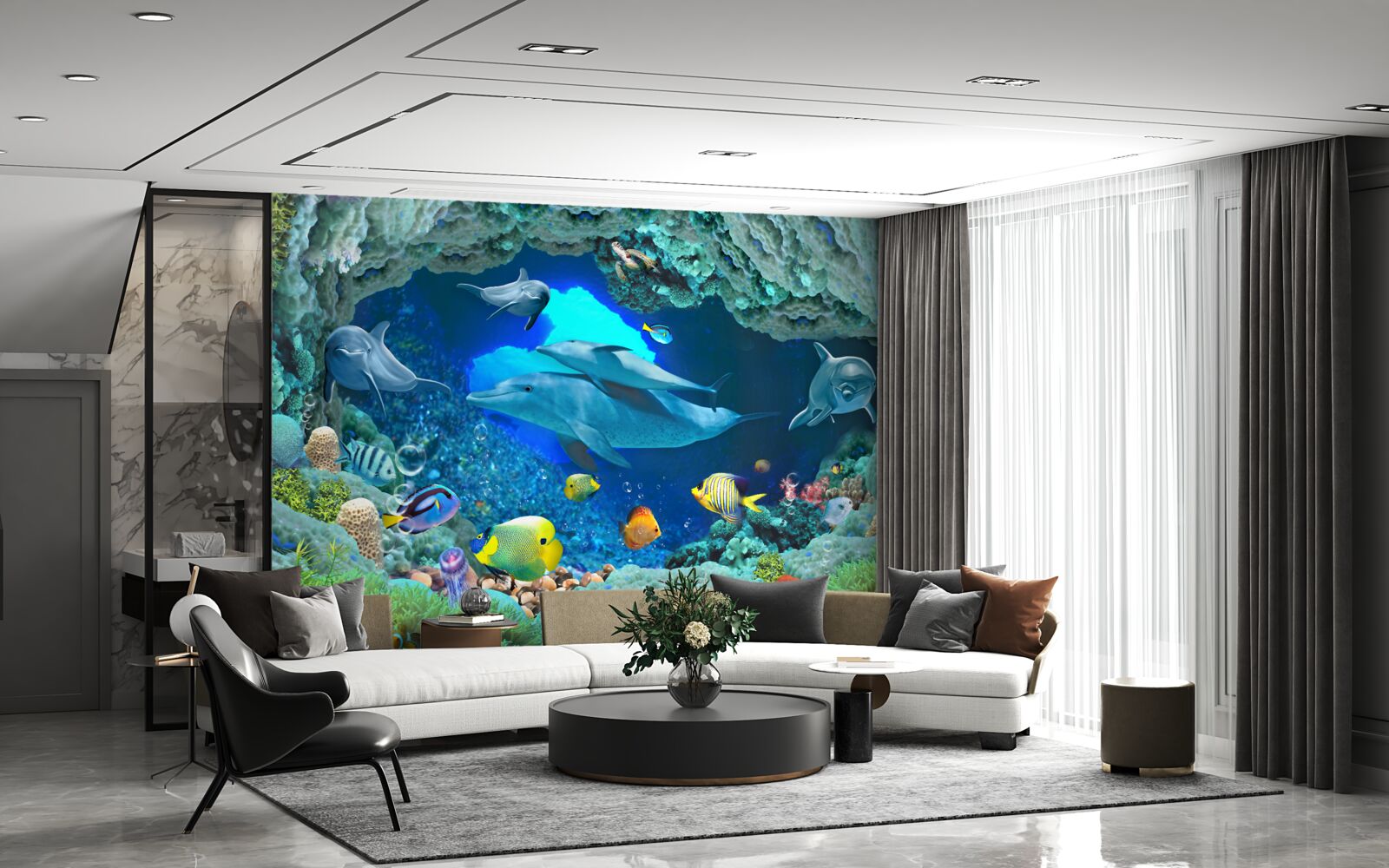 Fototapet acvarii de perete și de apă dulce