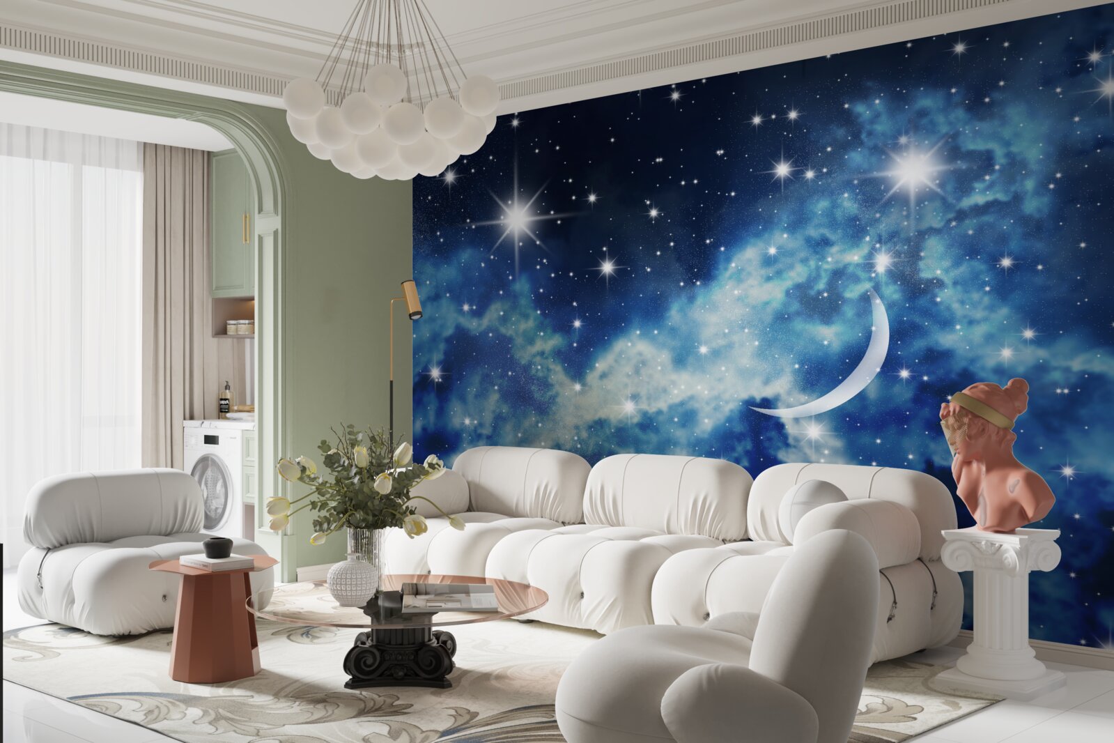 Fototapet scenariu de plafon cu cer pentru dormitor