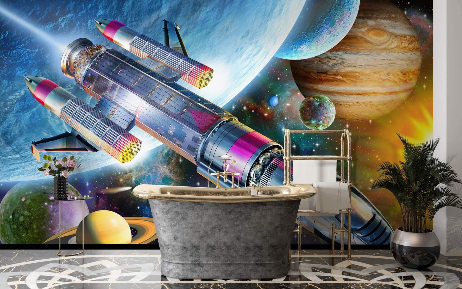 Fototapet Mediul spațial, universul și satelitul