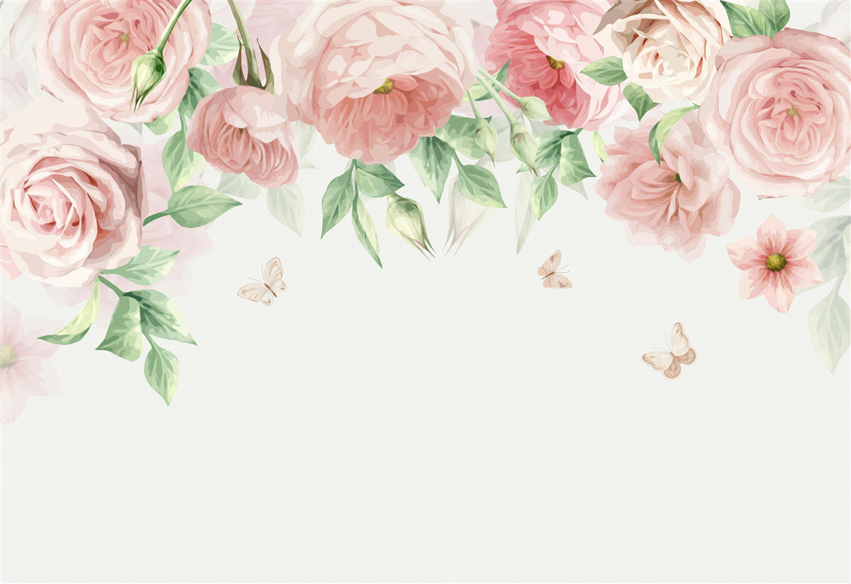 Fototapet flori pictate în acuarelă