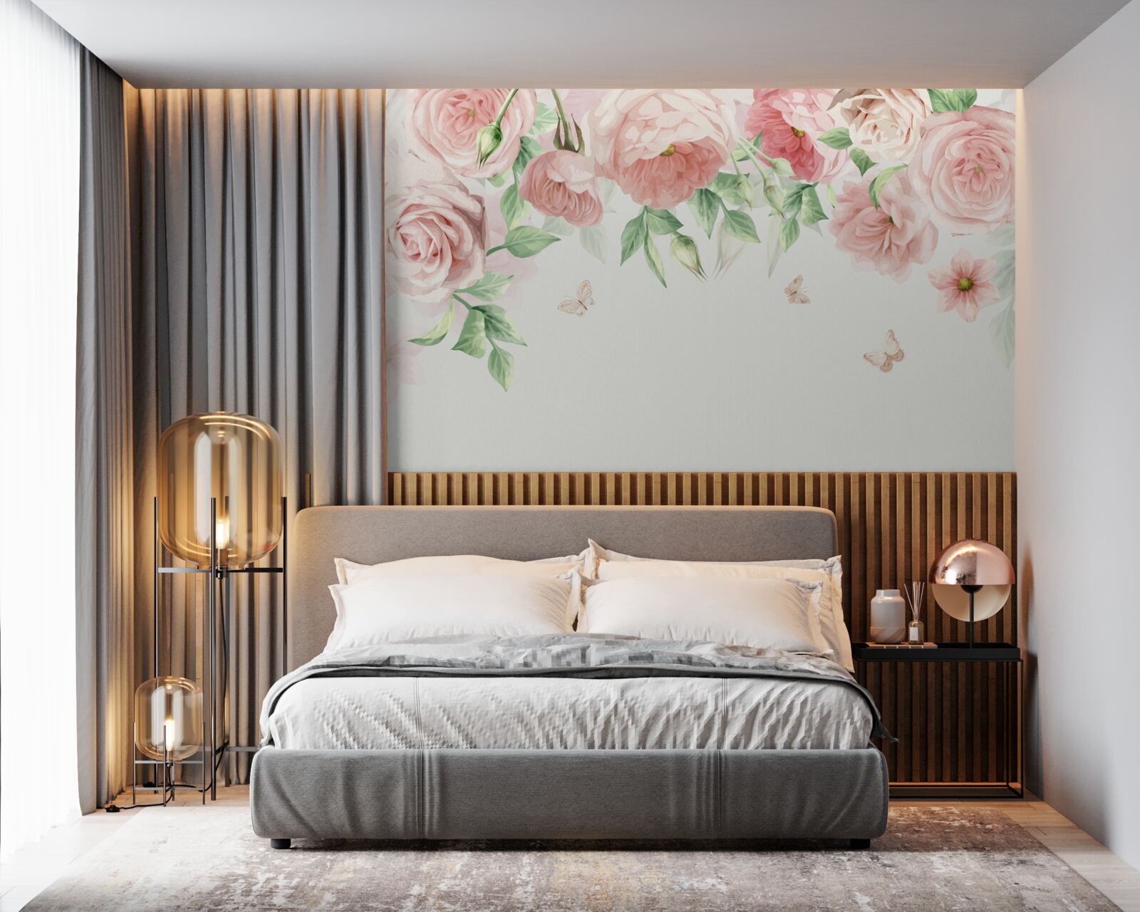 Fototapet flori pictate în acuarelă