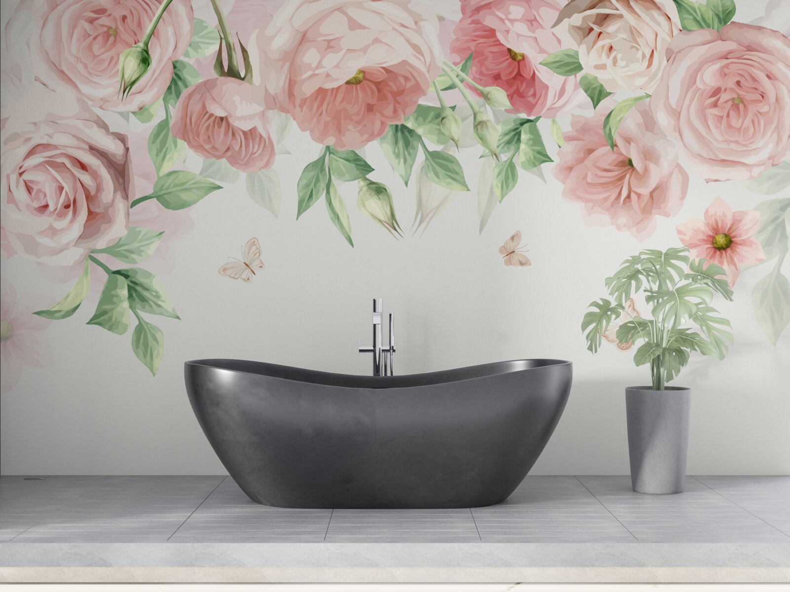 Fototapet flori pictate în acuarelă