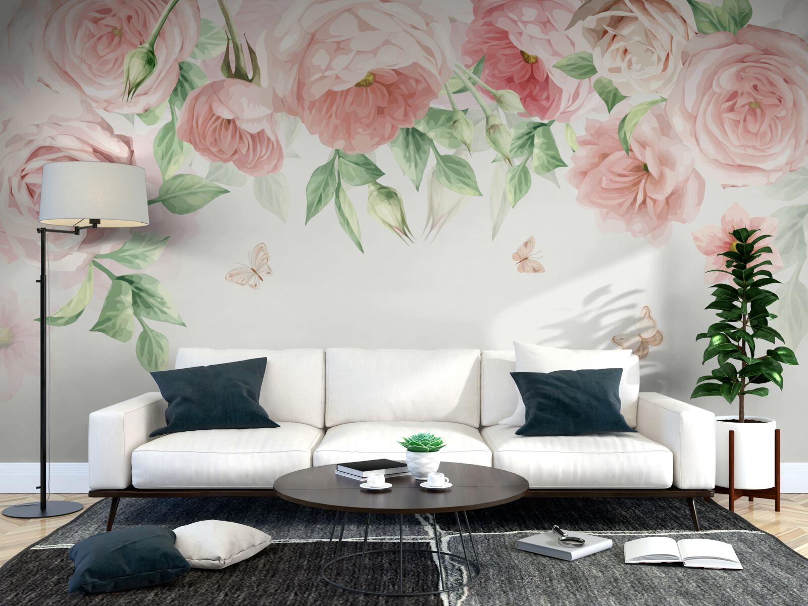 Fototapet flori pictate în acuarelă