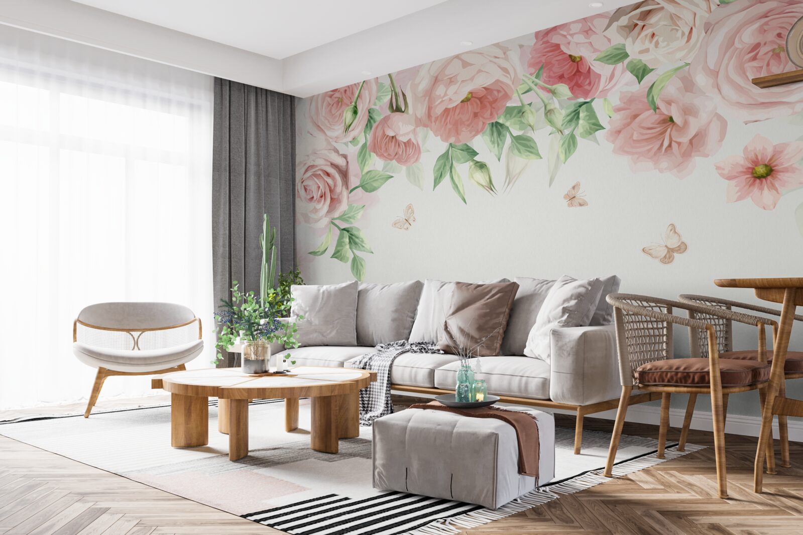 Fototapet flori pictate în acuarelă