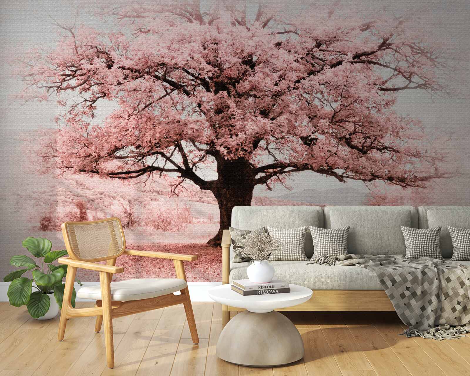 Fototapet peisajul este în nuanțe de roz