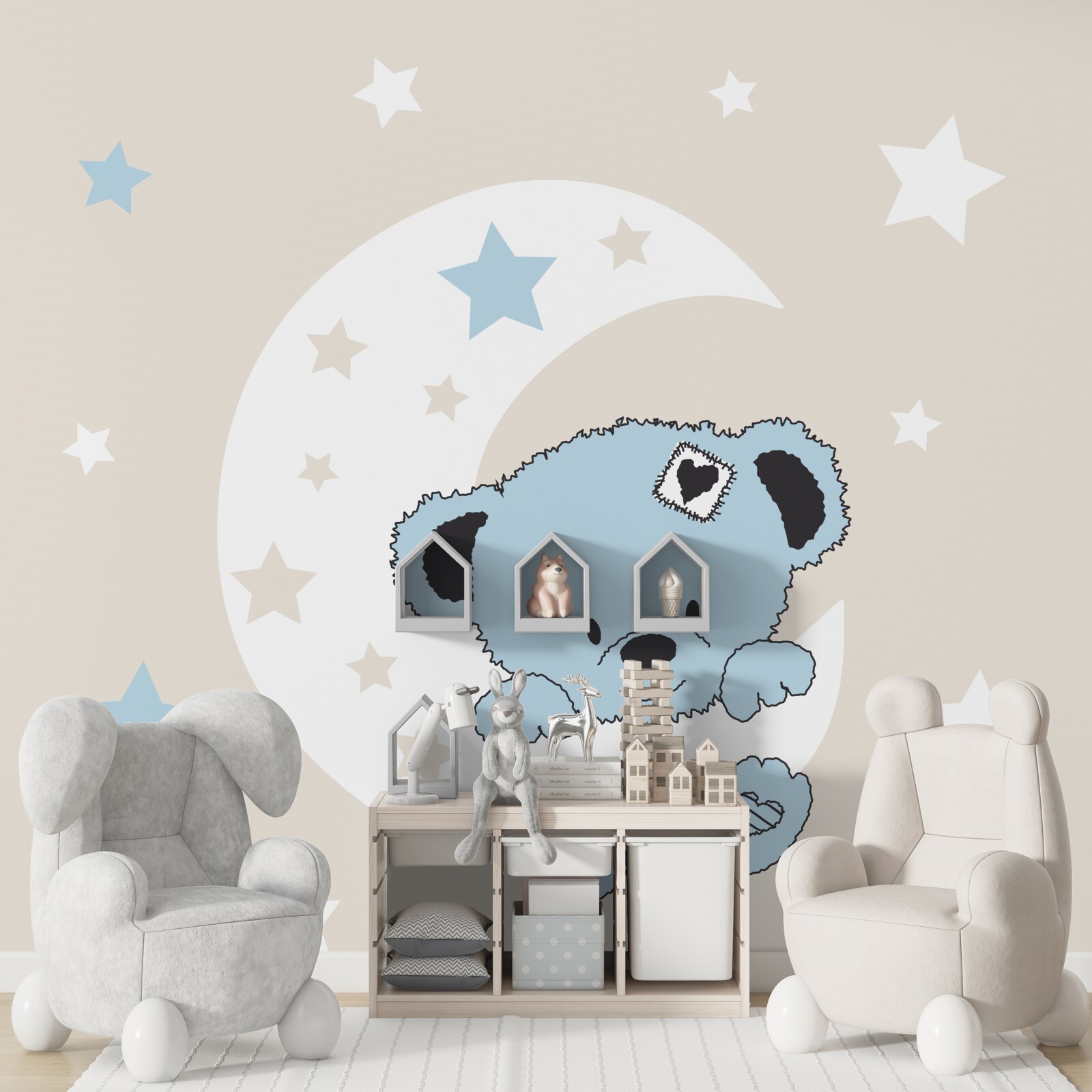 Fototapet ursulețul se agață de lună