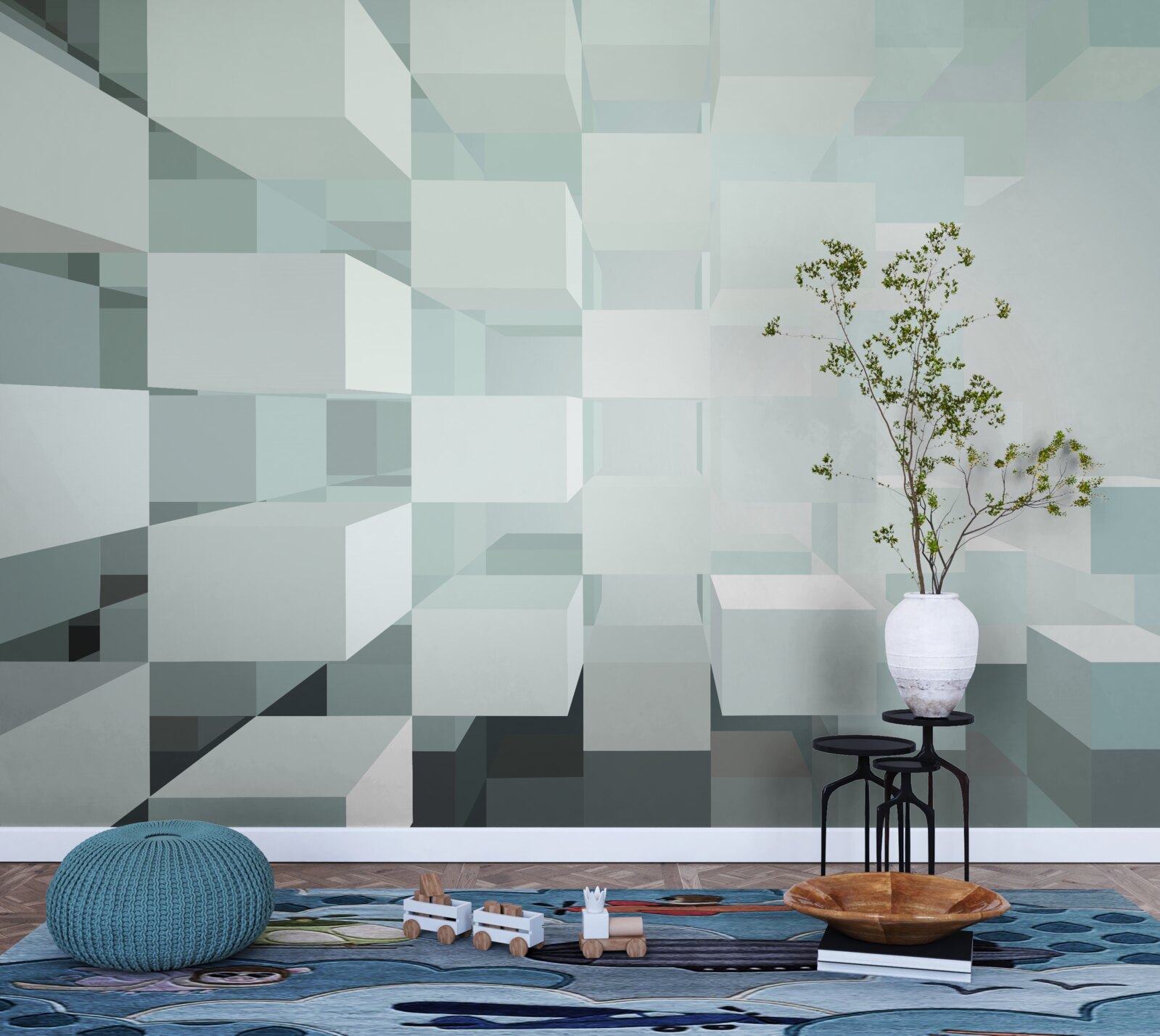 Fototapet lumină obiecte 3d