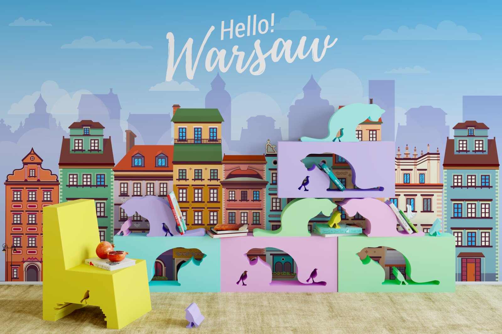 Fototapet clădiri luminoase în Varșovia