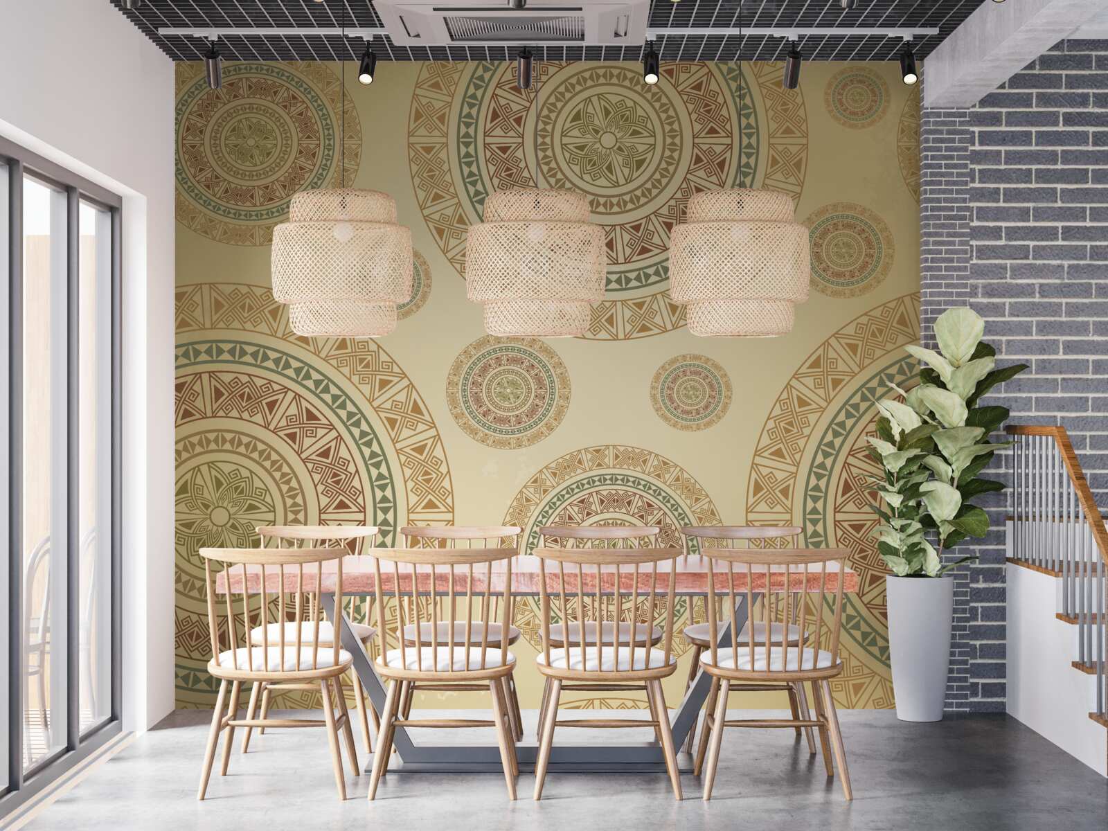 Fototapet figurine maro deschis cu un motiv etnic